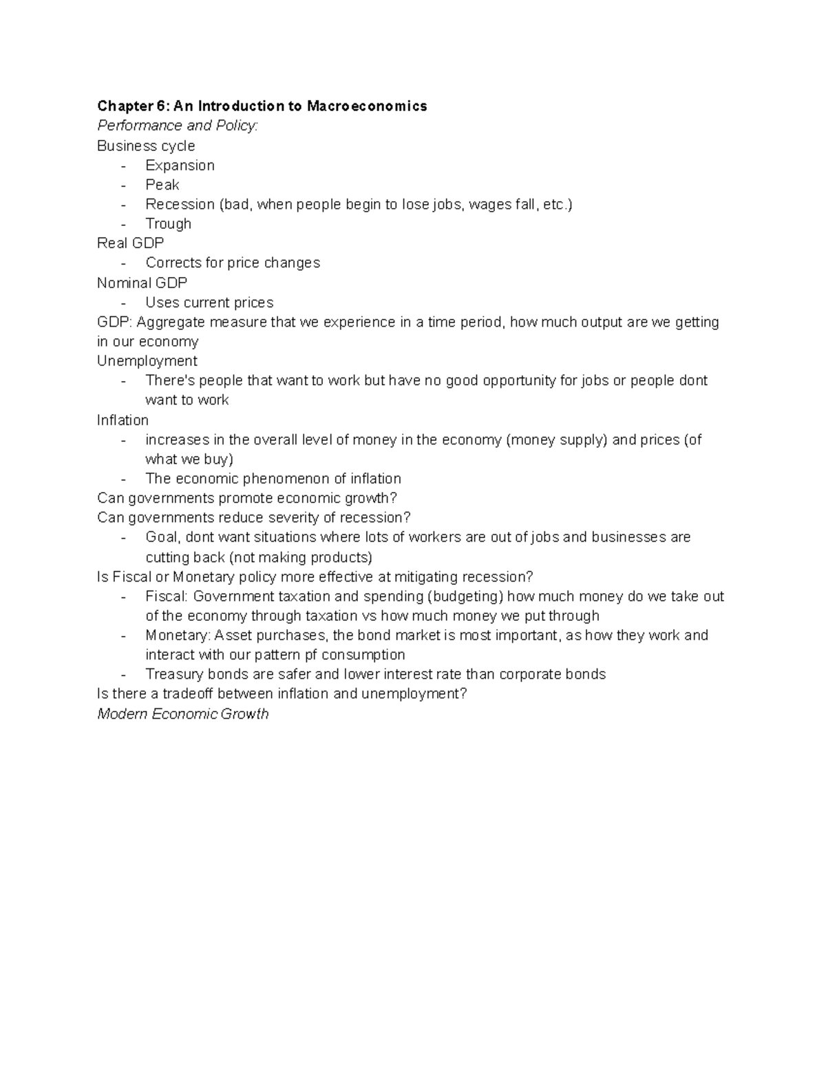 Macro Econ Unit 2 - Chapter 6: An Introduction to Macroeconomics ...
