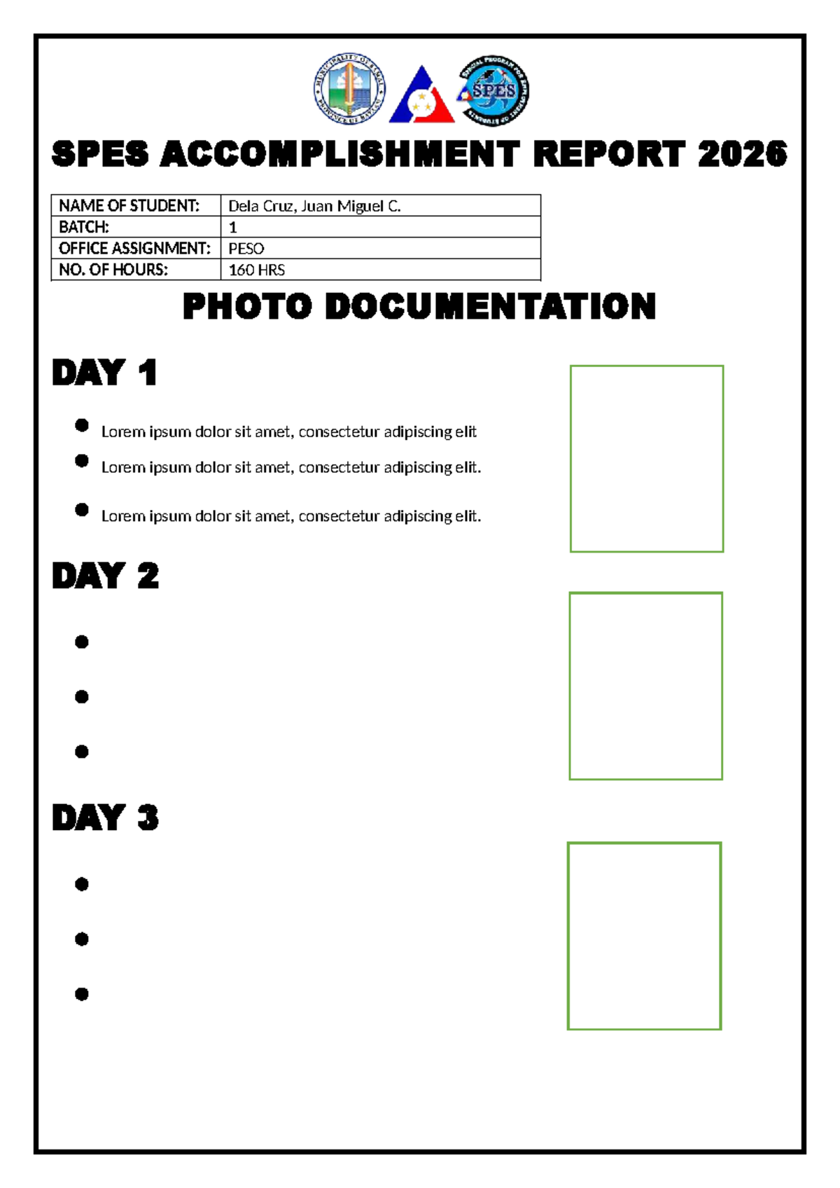 SPES Accomplishment Report 2026 - Student Documentation - Studocu