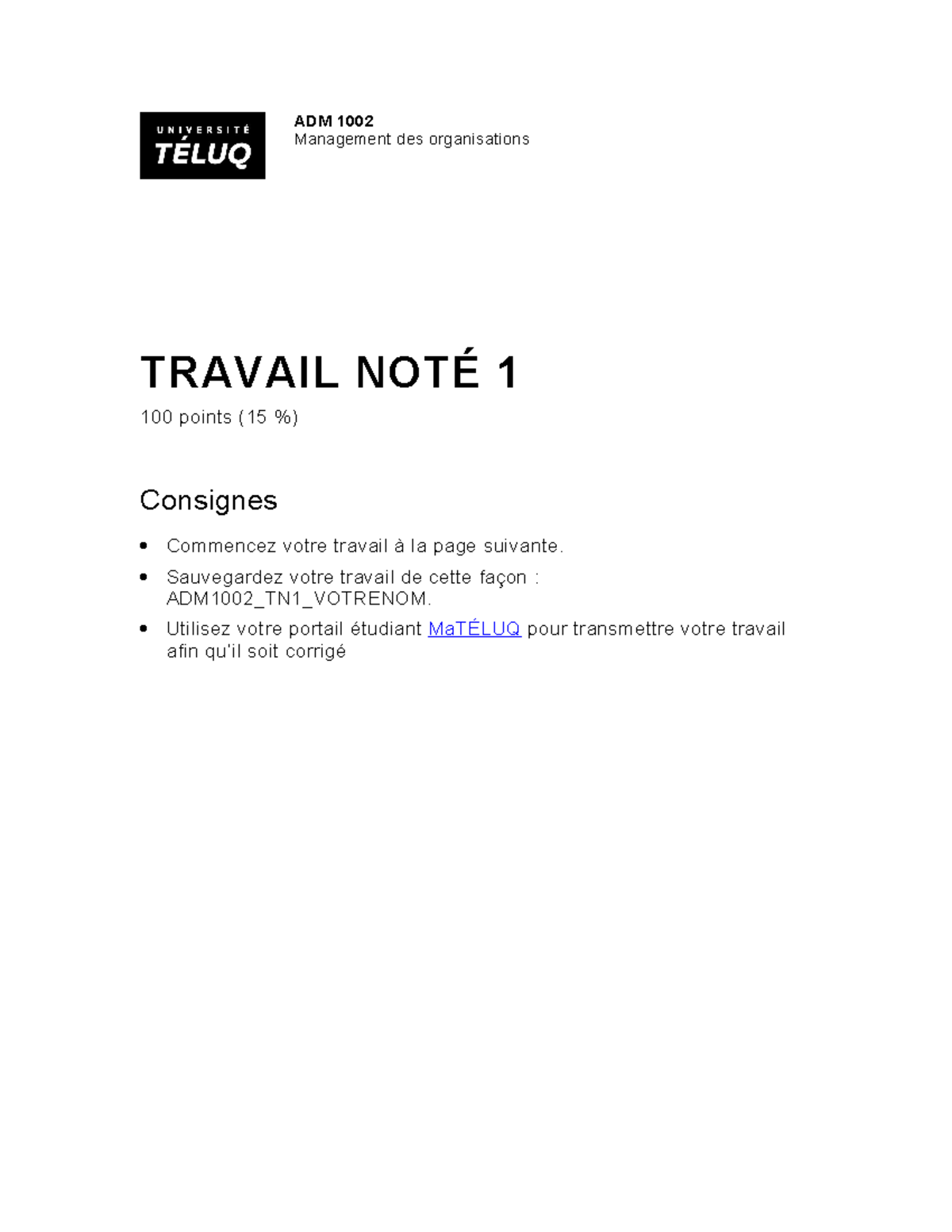 ADM1002 TN1- studoku - tn 1 assurances ABC - ADM 1002 Management des ...