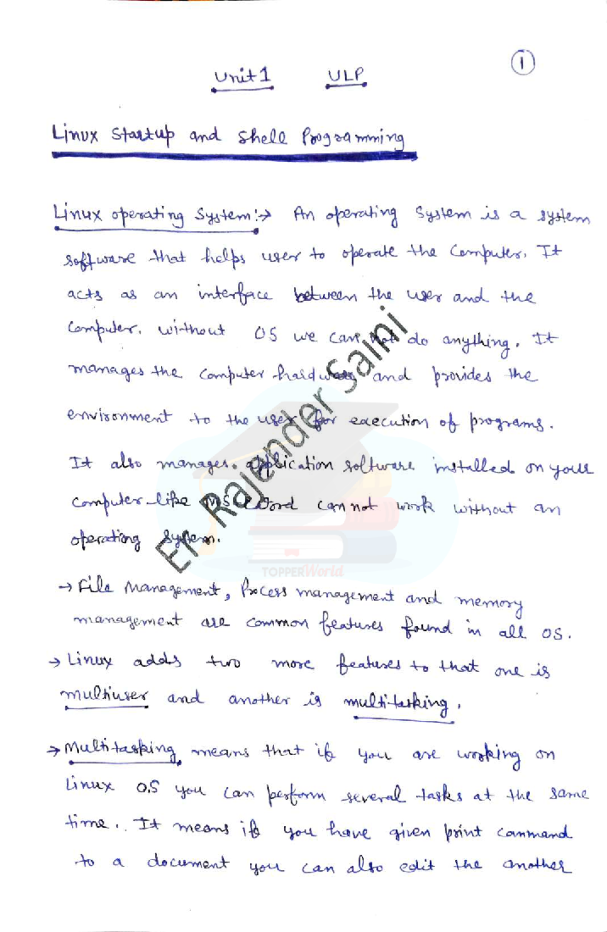 ULP Unix and Linux Programming Notes: Unit 1 Overview - Studocu