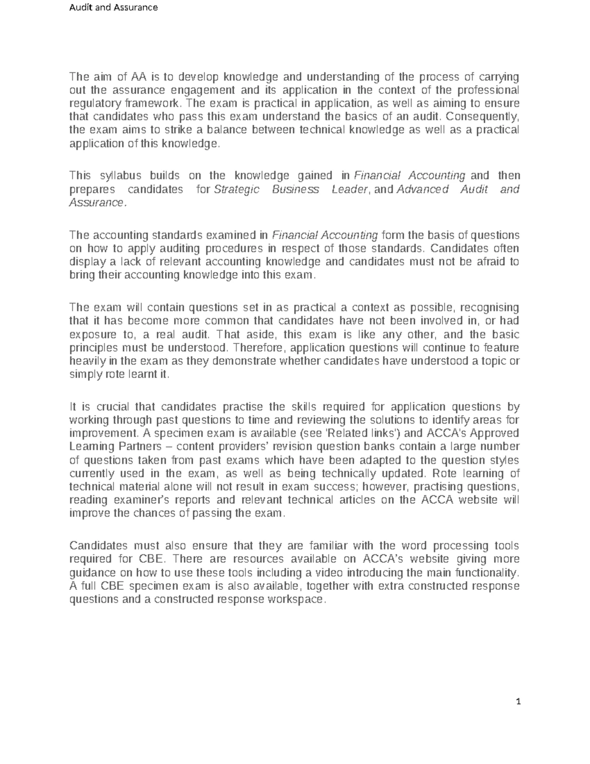 AAA-INT: Advanced Audit & Assurance Syllabus and Study Guide (2023-2024 ...