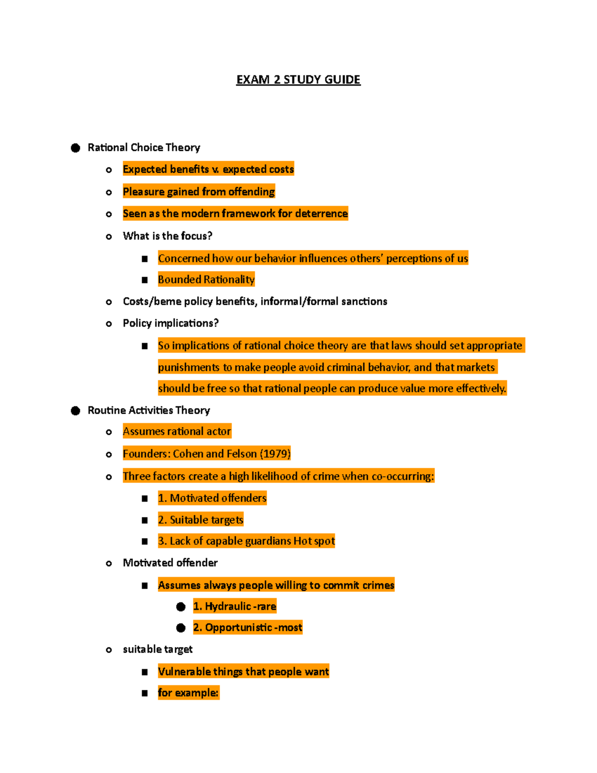 P200+EXAM+2+ Study+ Guide - EXAM 2 STUDY GUIDE Rational Choice Theory o ...