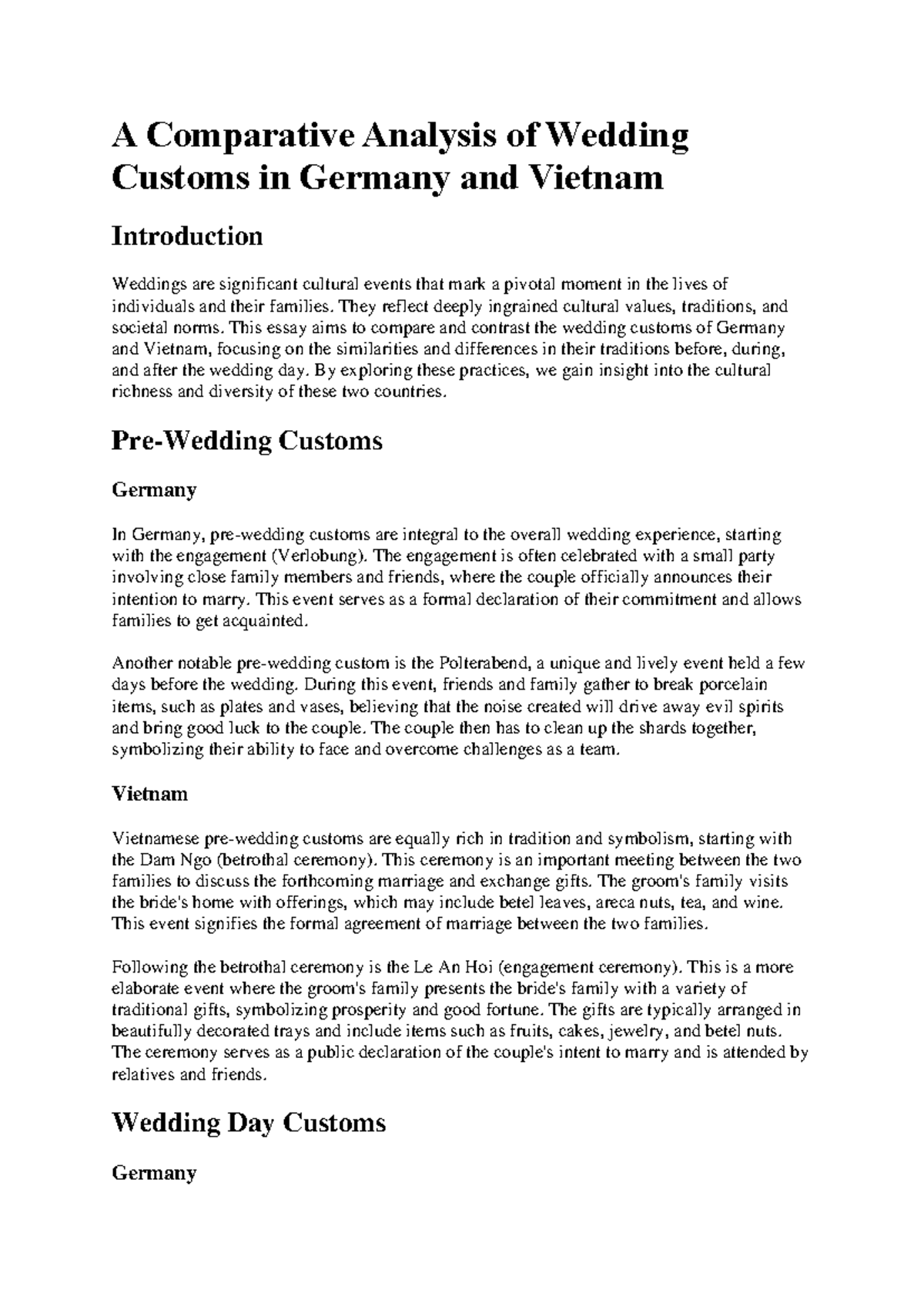 Comparative Study of Wedding Customs in DE & VN: Traditions Explored ...