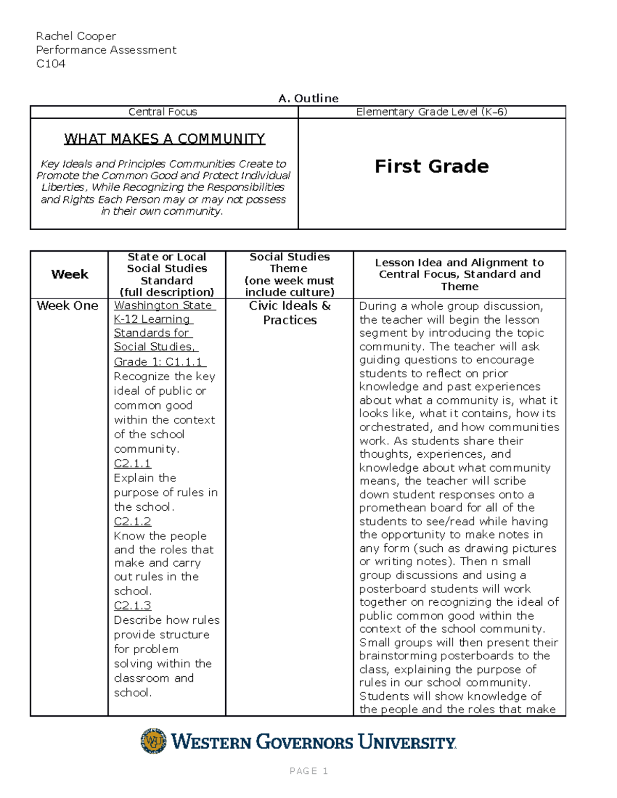 Social Studies Methods Assessment ( Final) - Performance Assessment C A ...