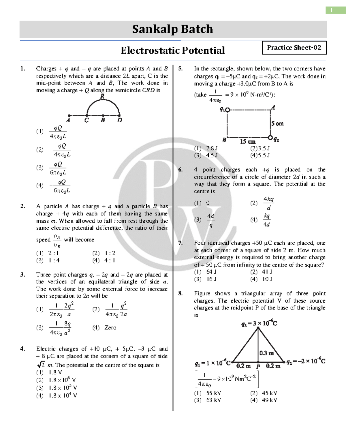 63294 dcc5d0642001 15088 f2 ## Electrostatic Potential 02 Practice ...