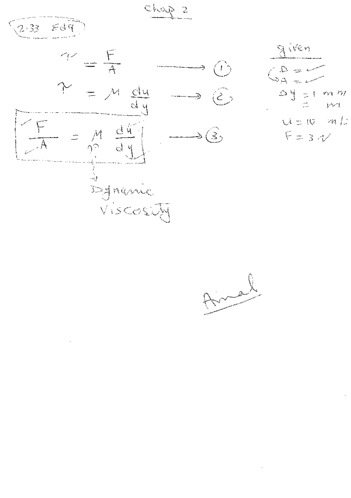 Chapt 2 Amal -1 Notes on Dynamic Viscosity & Pressure Analysis - Studocu