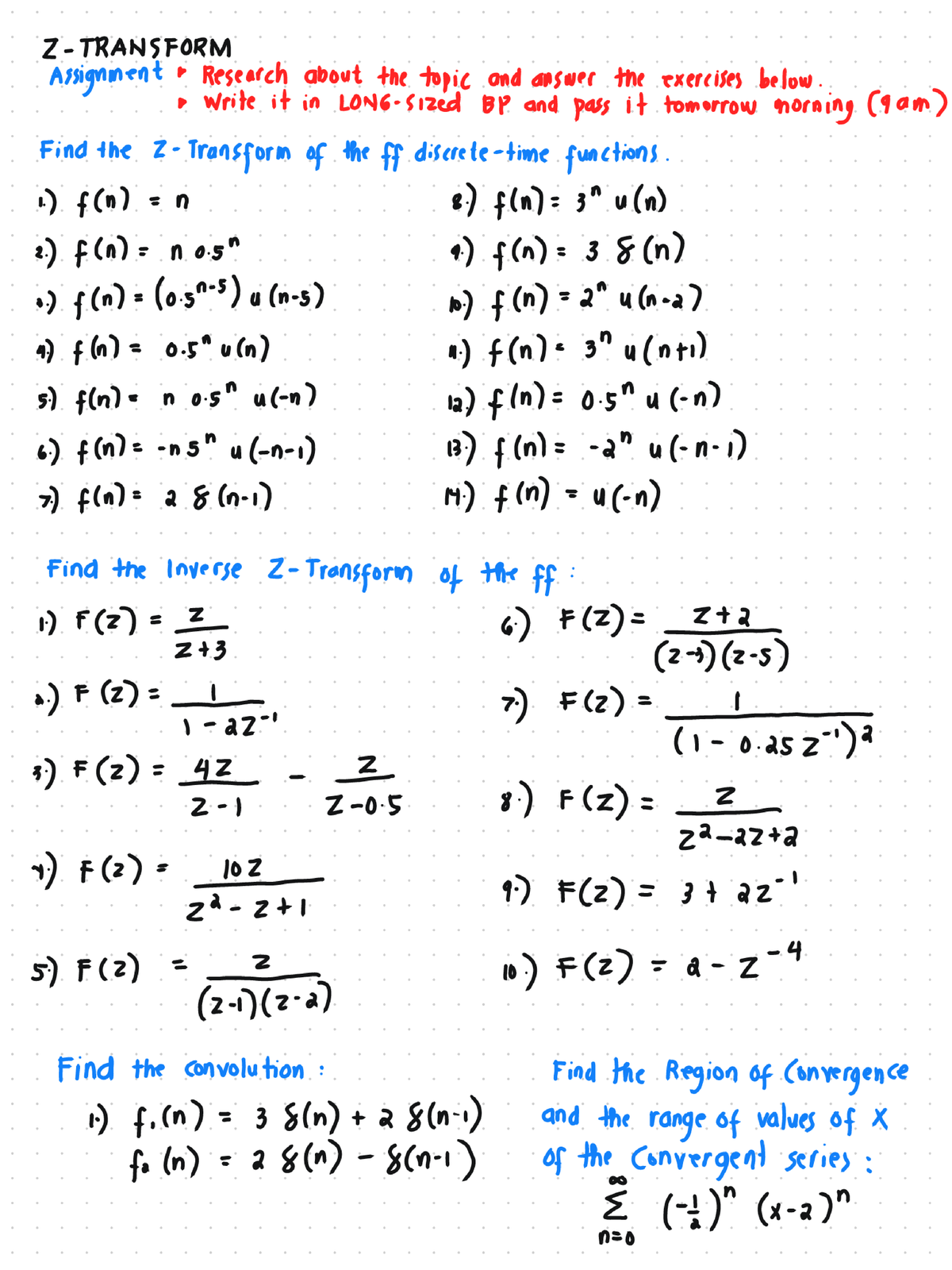 AM-END-1 - advance mathematics - Z TRANSFORM Assignment Research about ...