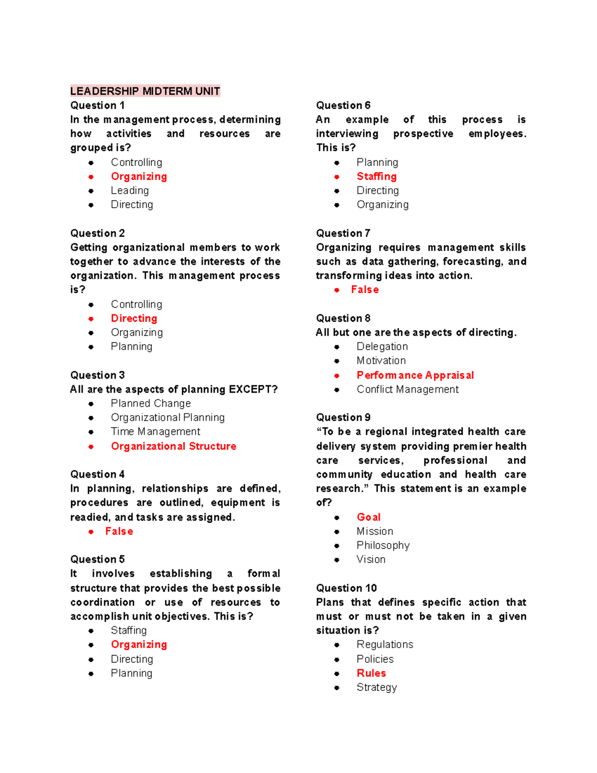 Leadership & Decent Compiled UNIT Exams - LEADERSHIP MIDTERM UNIT ...