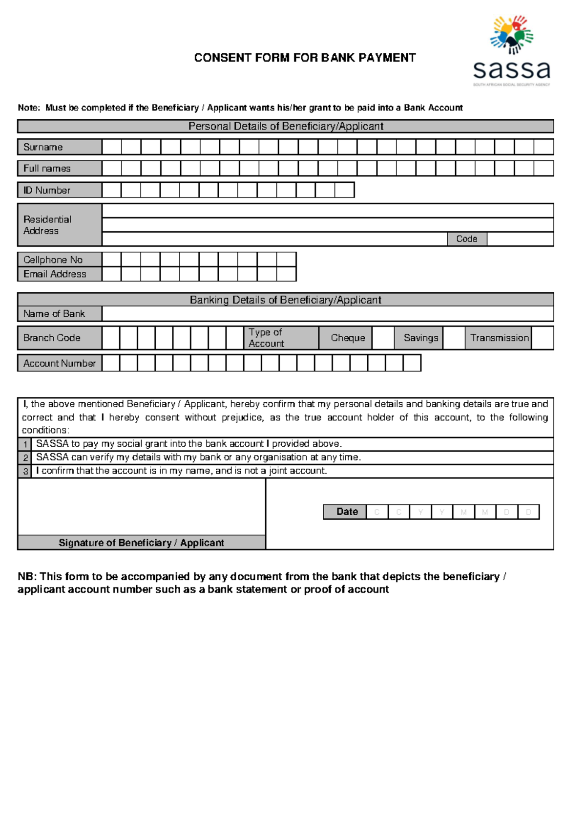 Consent Form for Bank Payment - Beneficiary Details Required - Studocu