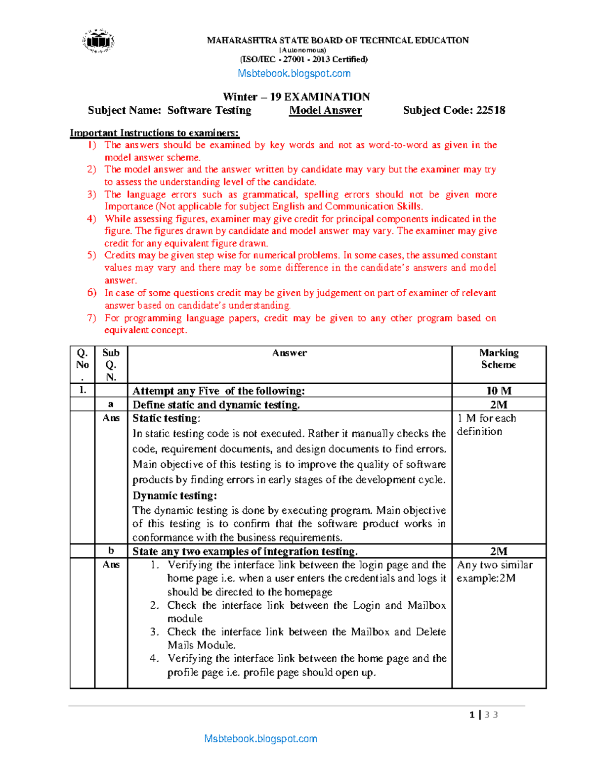 Software Testing Model Answers - Winter 2019 (Subject Code: 22518 ...