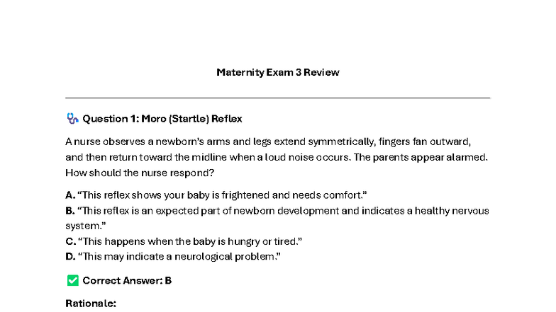 Maternity Exam 3 Review: Key Concepts and Nursing Interventions - Studocu