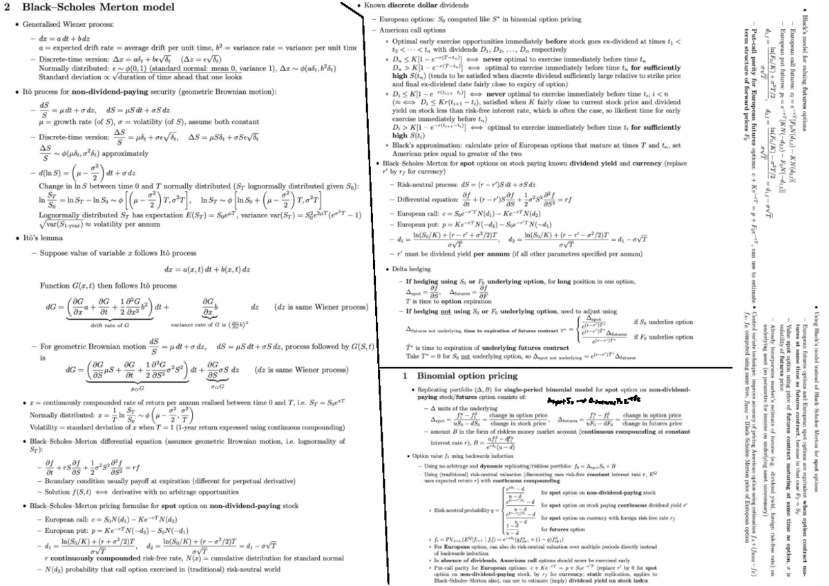 Midterm Helpsheet for QF3103: Merton Model & Option Pricing - Studocu