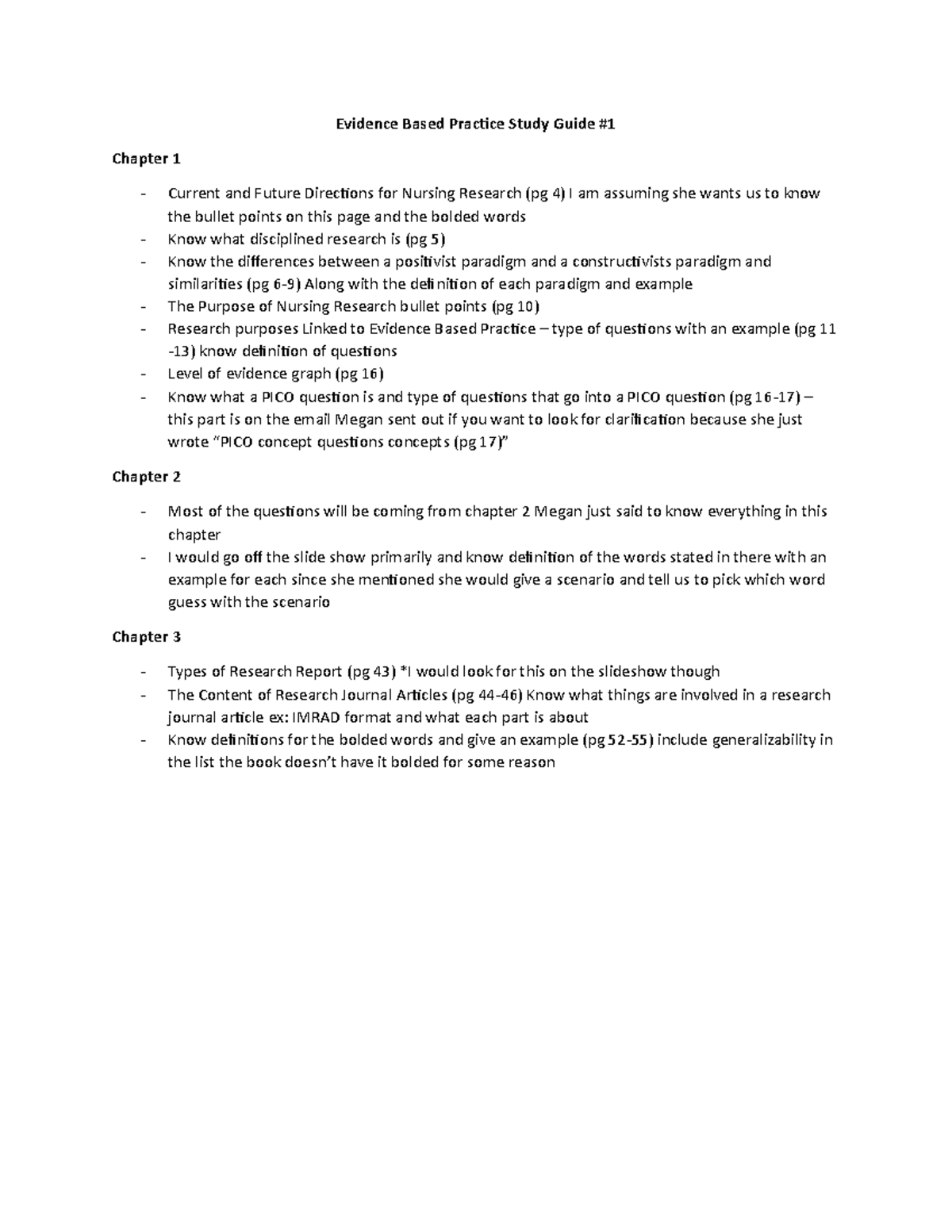 EBP Study Guide #1: Key Concepts and Chapter Highlights - Studocu