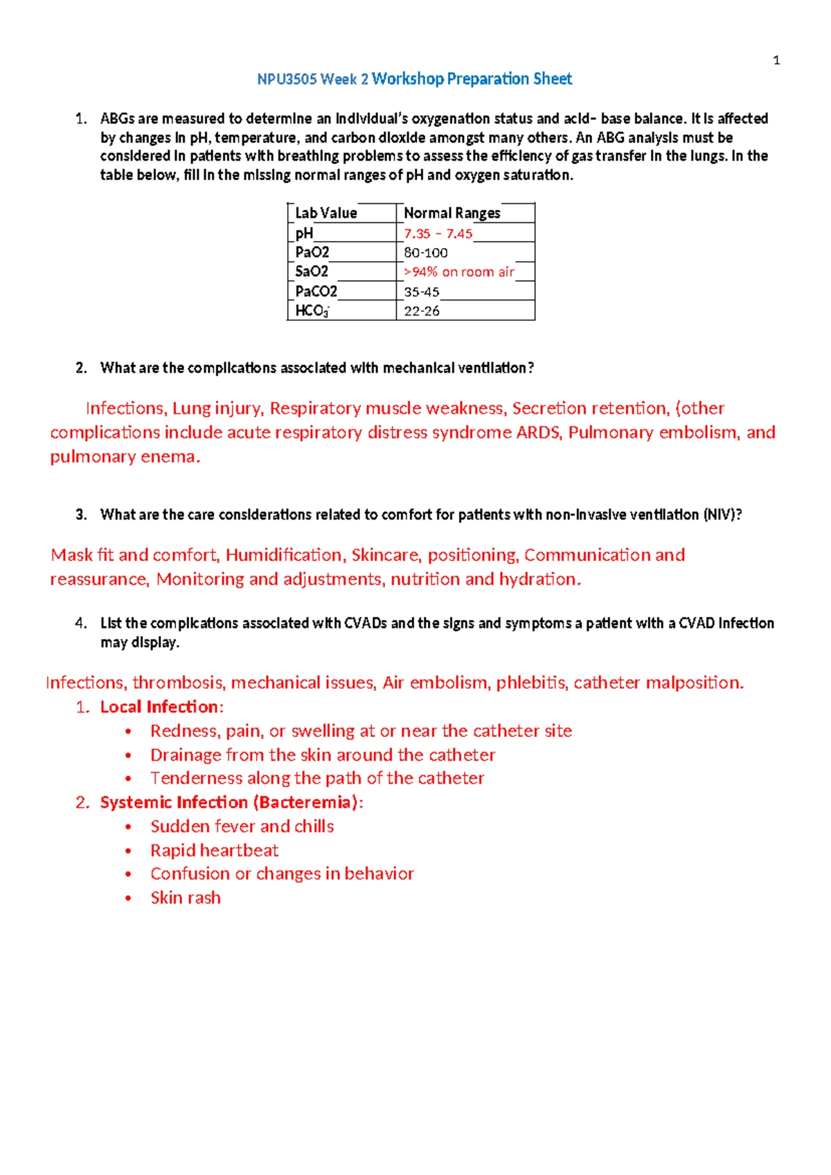 NPU3505 Week 1 Workshop Prep: ABCDE Assessment & BLS Overview - Studocu