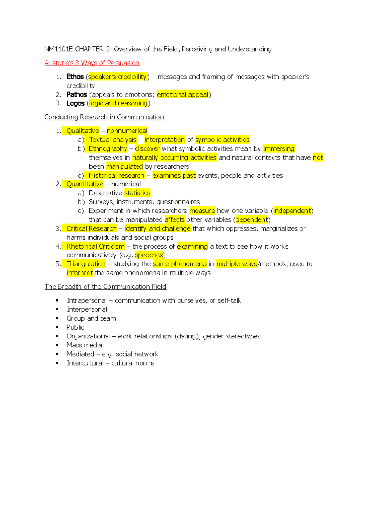 NM1101E Chapter 2 - Lecture Notes on Communication Perception - Studocu