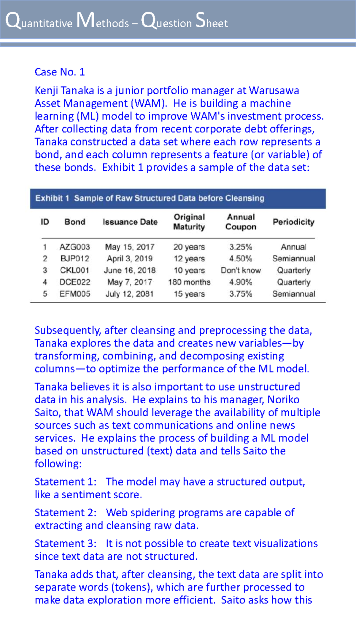 Quantitative Methods Question Sheet: Case Studies & Regression Analysis ...
