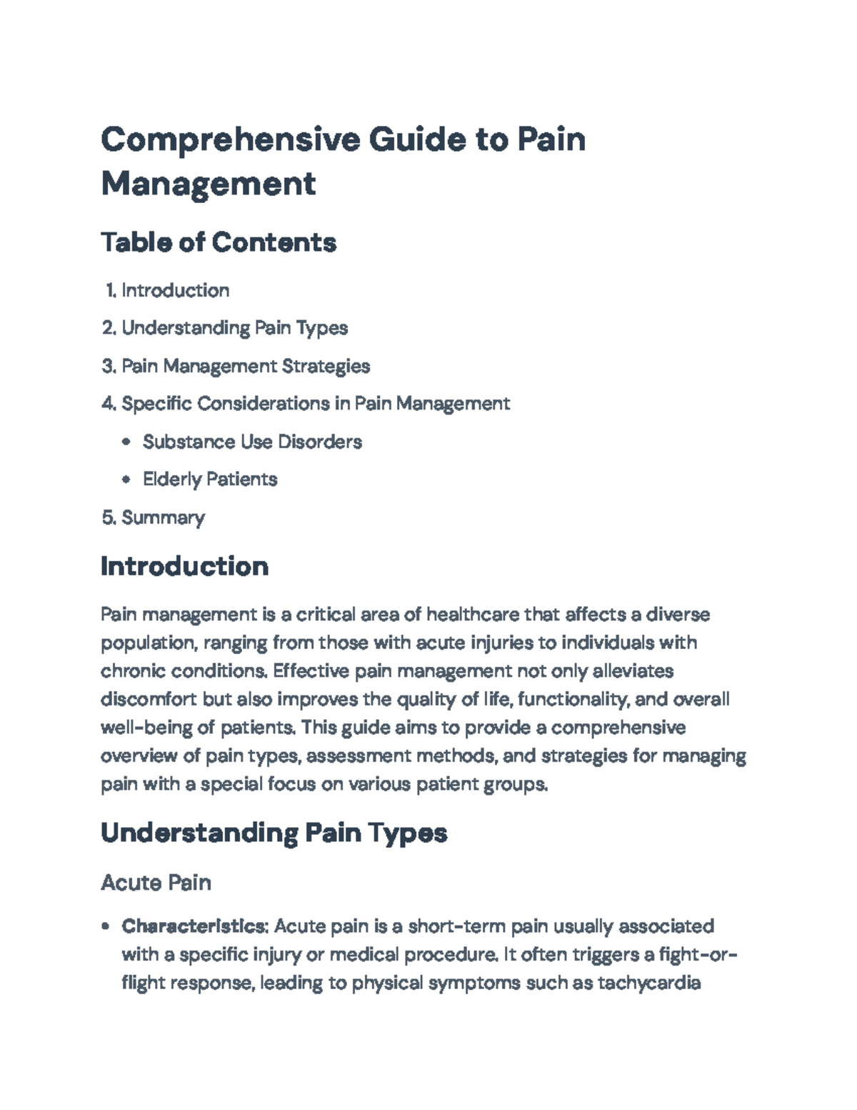 Comprehensive Guide to Pain Management Strategies in Healthcare - Studocu