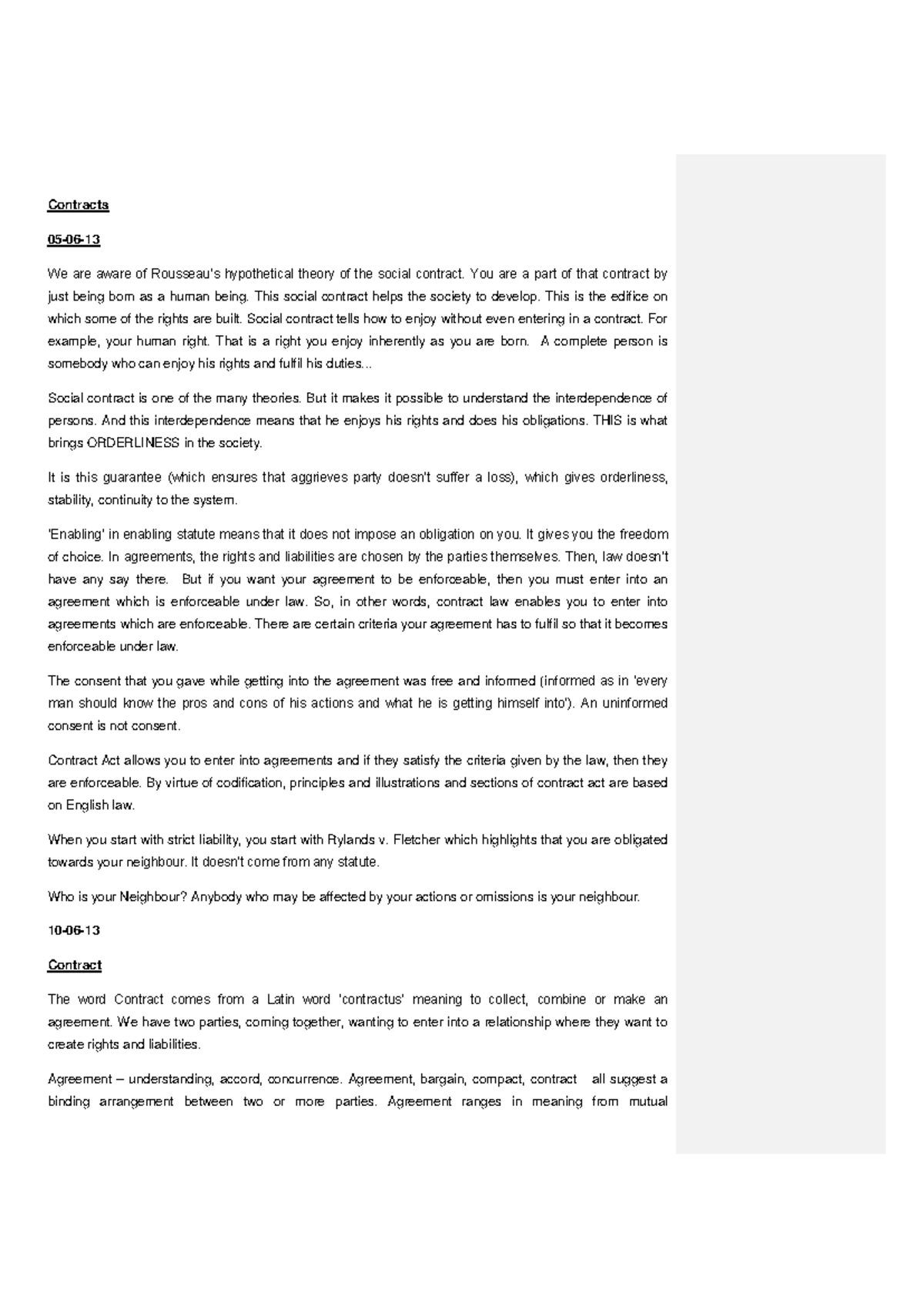 Law of Contracts - I (Part 1) Study Notes for Final Exam Preparation ...