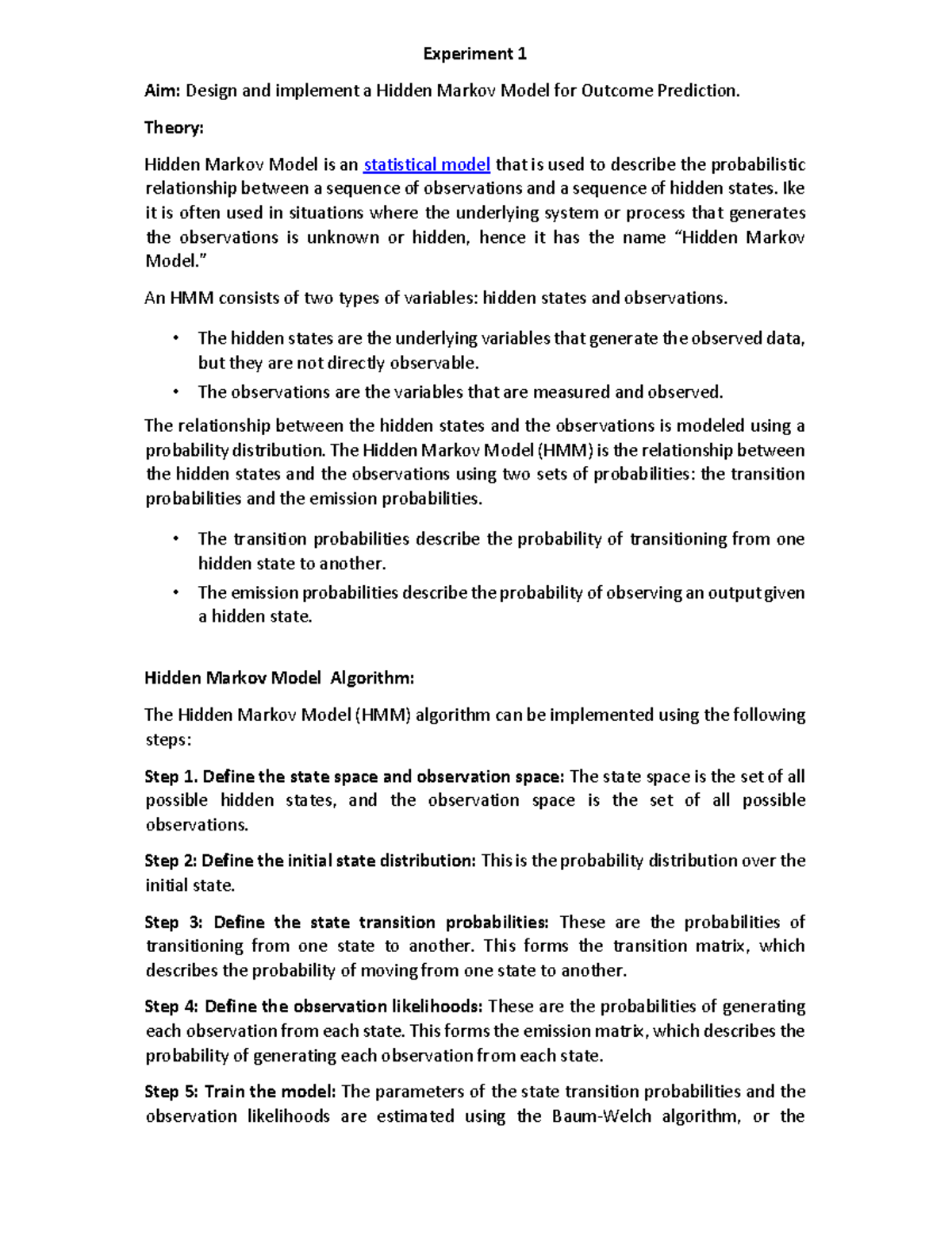AAI - Practical: Hidden Markov Model & Bayesian Network Implementation ...
