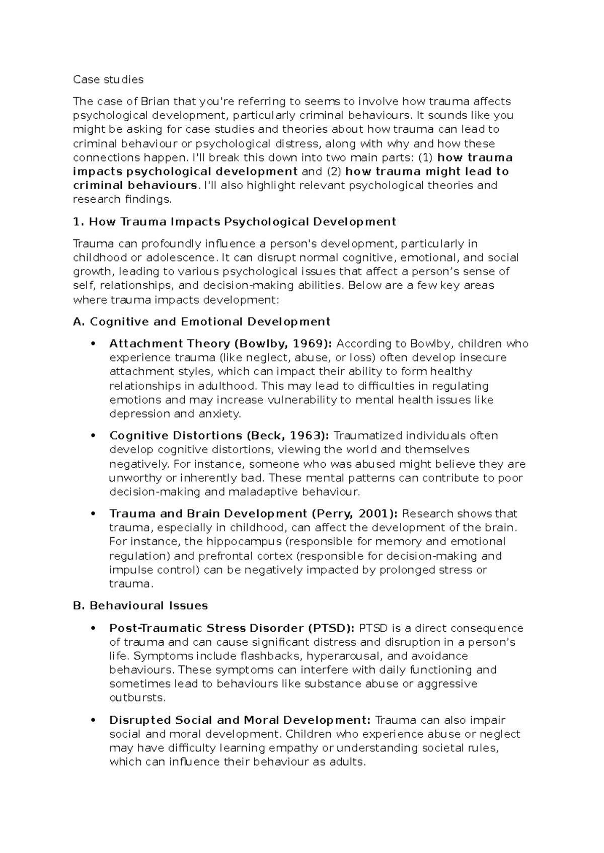 Final Exam Case Studies: The Impact of Trauma on Criminal Behavior ...