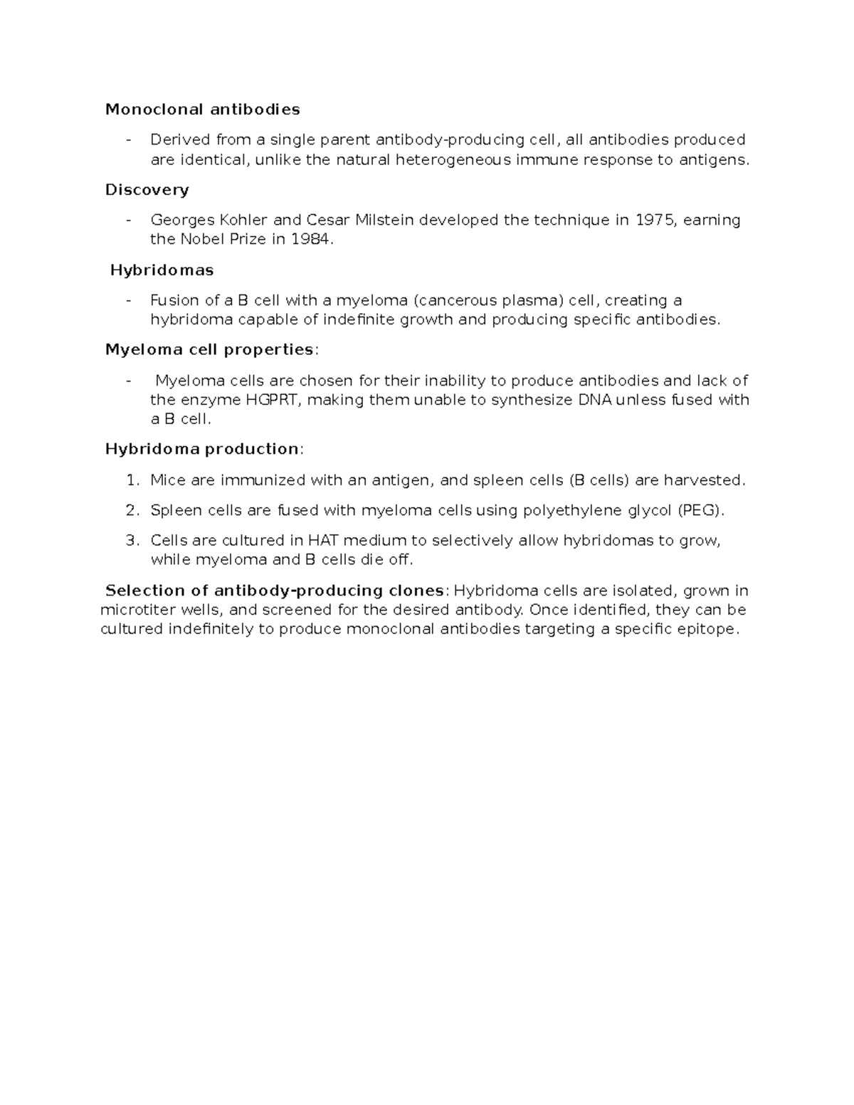 Monoclonal Antibodies Overview and Hybridoma Production Techniques ...