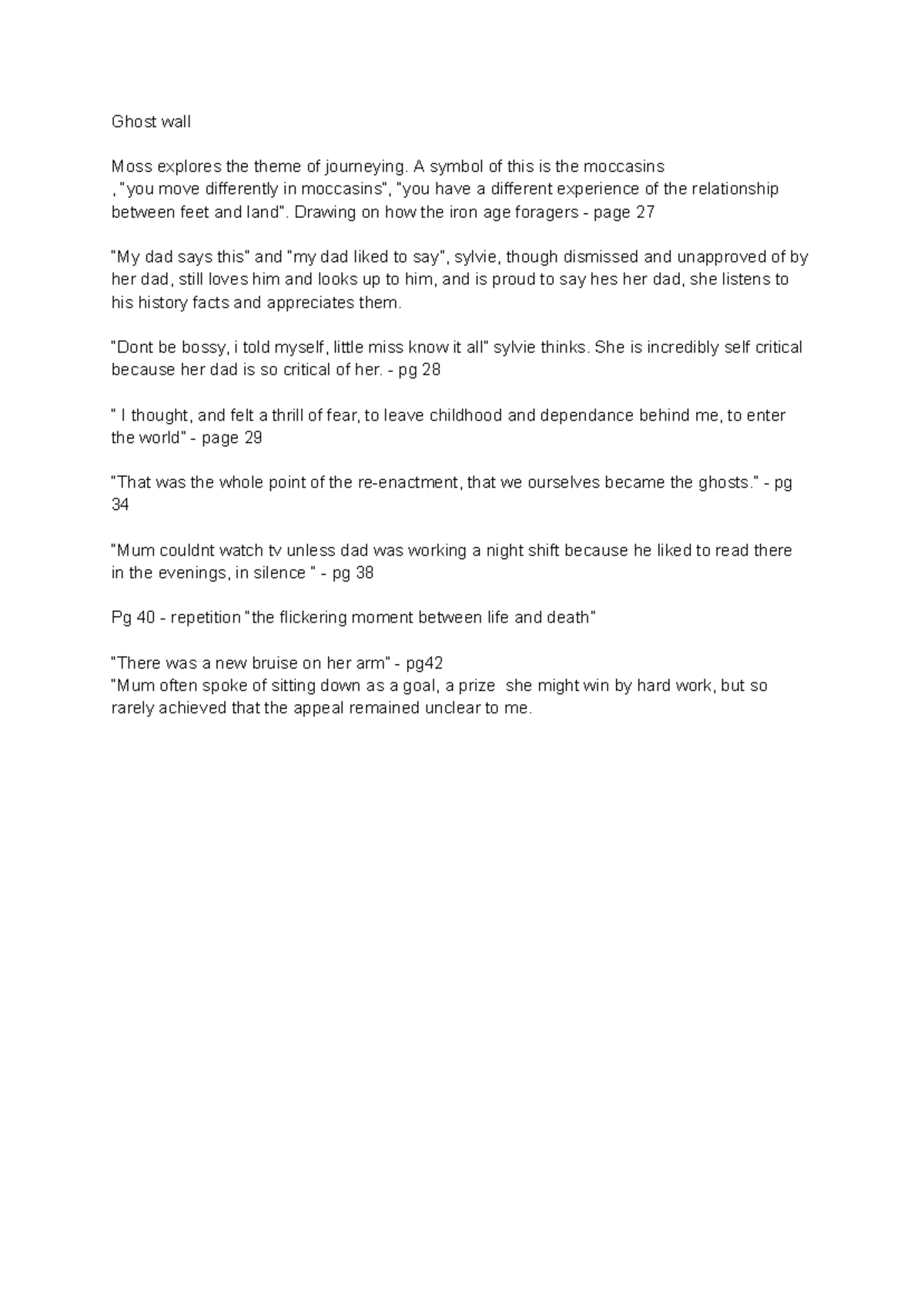 Ghost Wall Quotes & Evidence Analysis for ENG 101 - Studocu