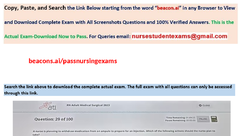 Latest 2025 RN ATI Med Surg Proctored Exam NGN 100 Questions & Answers ...