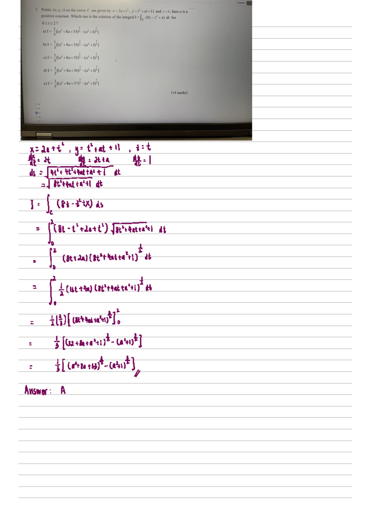 MA2006 CA2 Questions: Curve Analysis, Integrals & Parametric Lines ...
