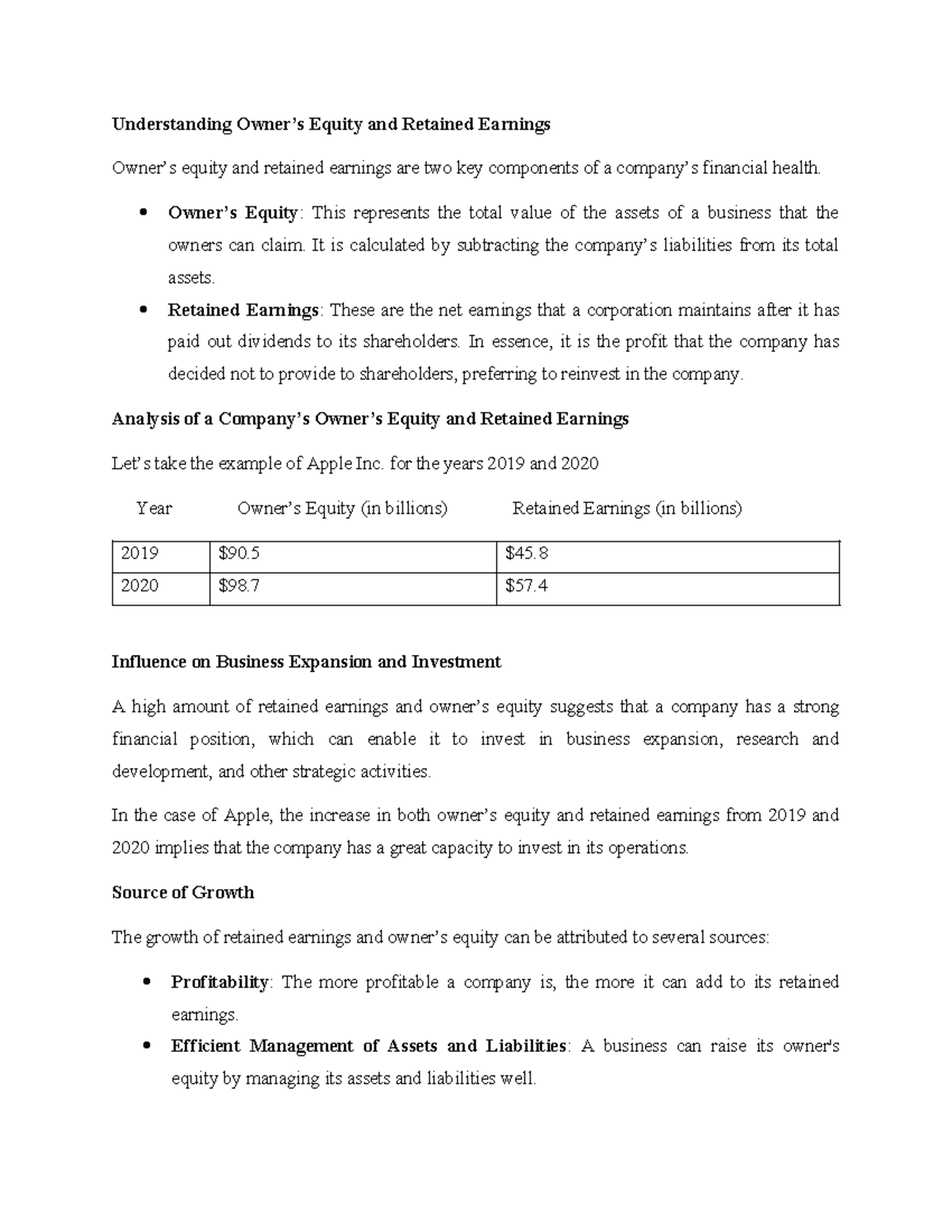 Understanding Owner’s Equity and Retained Earnings - ACC 101 Disc Forum ...
