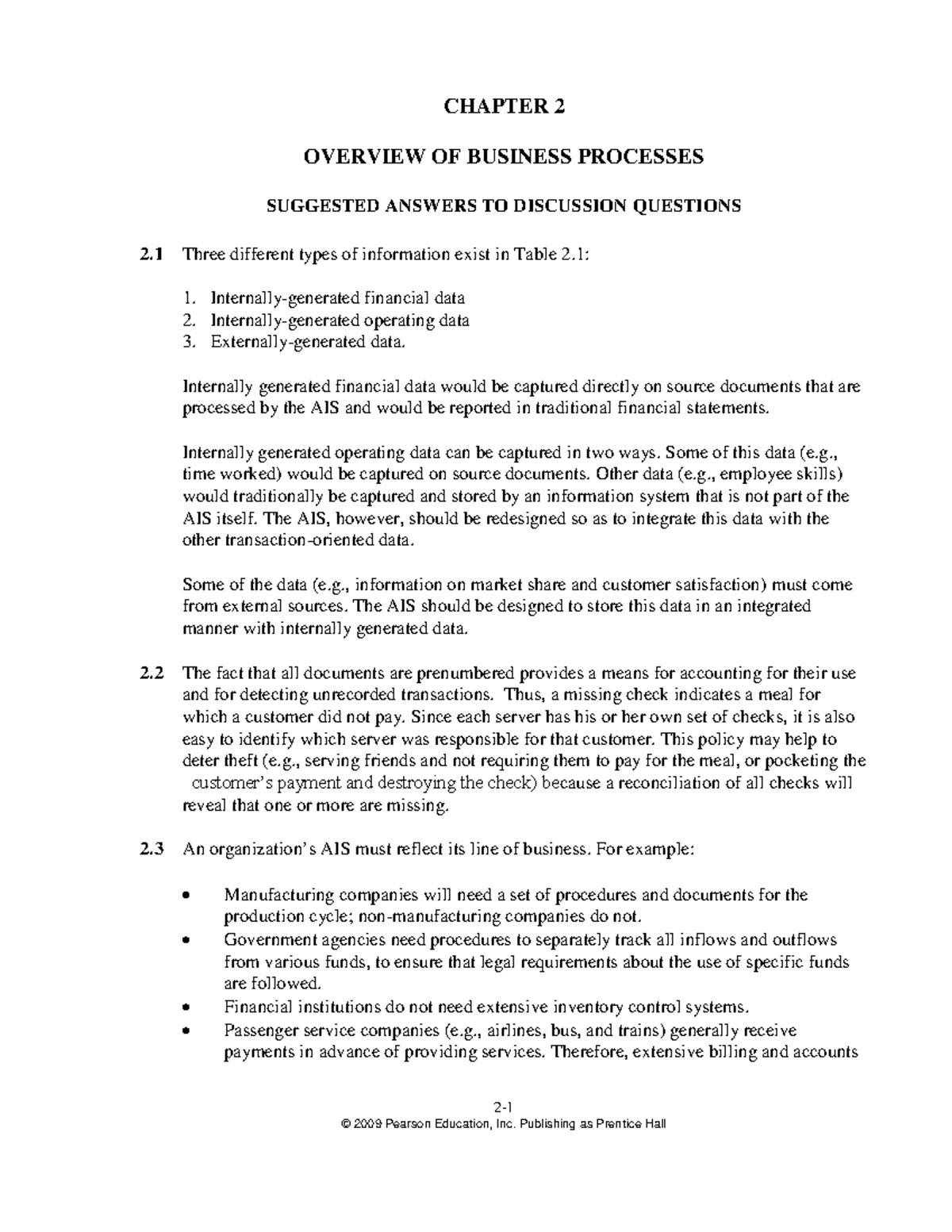 Solution Manual Accounting Information Systems 11e by Romney 02 chapter ...
