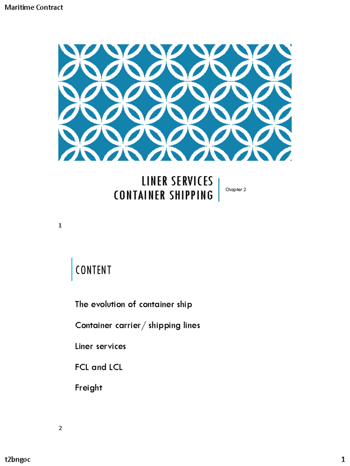 Maritime Contract: Chapter 2 - Container Shipping Overview - Studocu