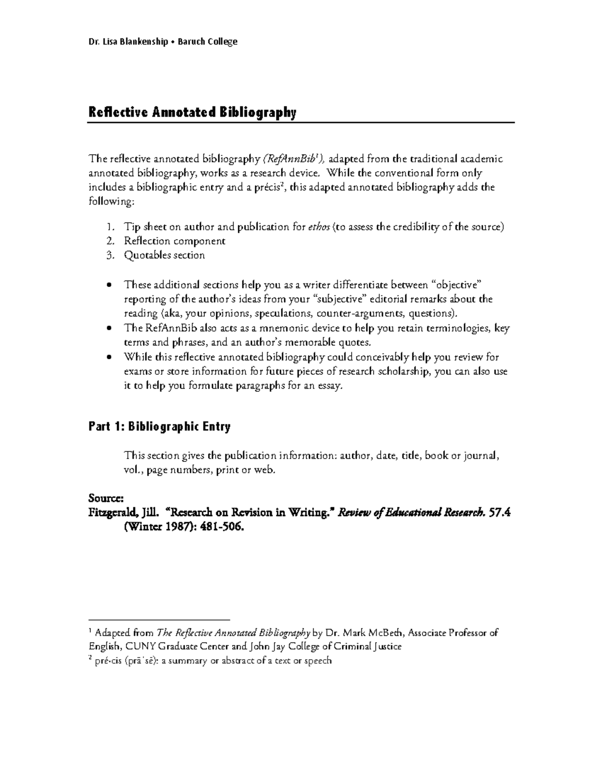Reflective Annotated Bibliography Guidelines - ENG2150 - Studocu