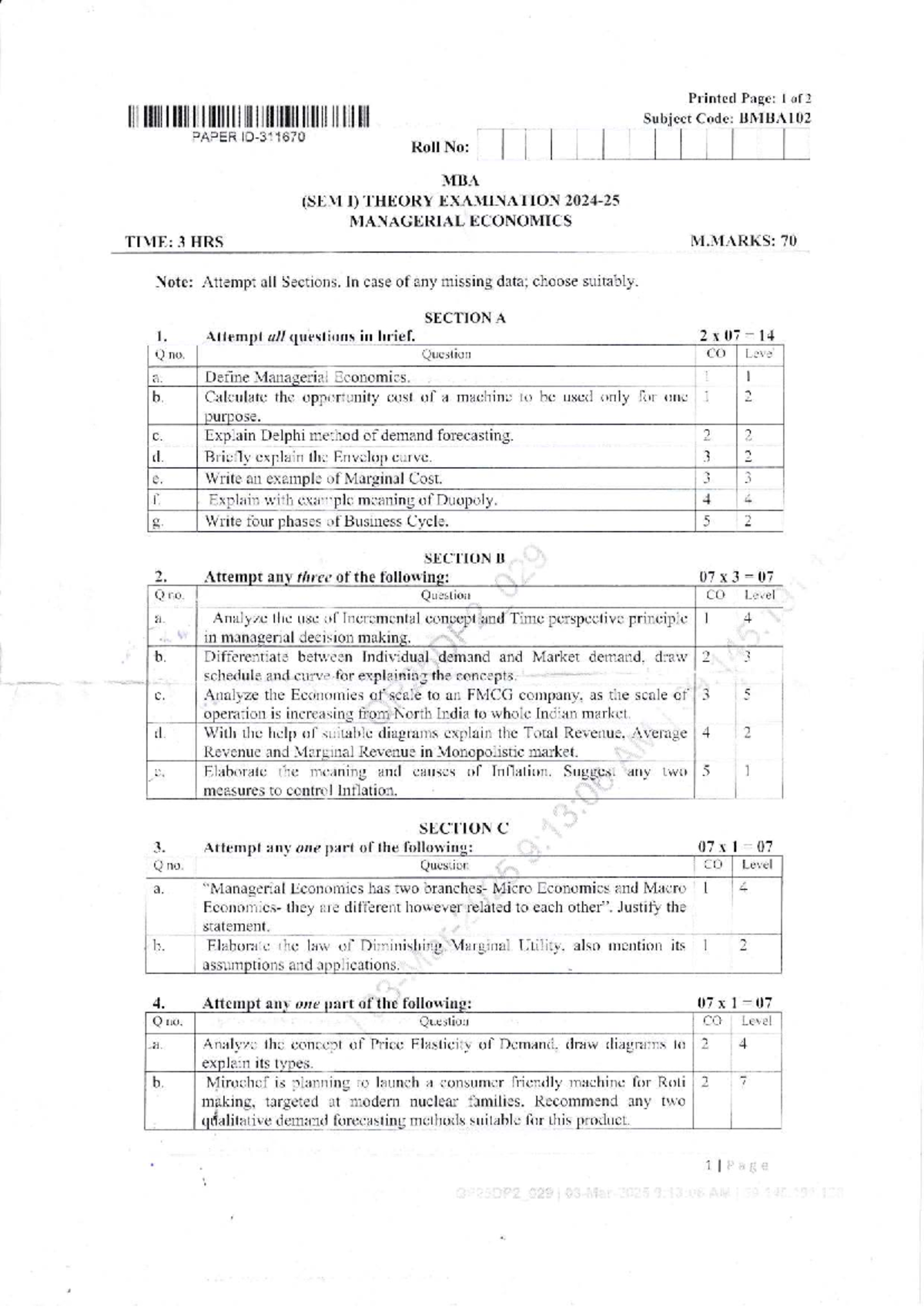 MBA-BA 1-Sem-Managerial Economics Theory Exam Notes BMBA102 - Studocu