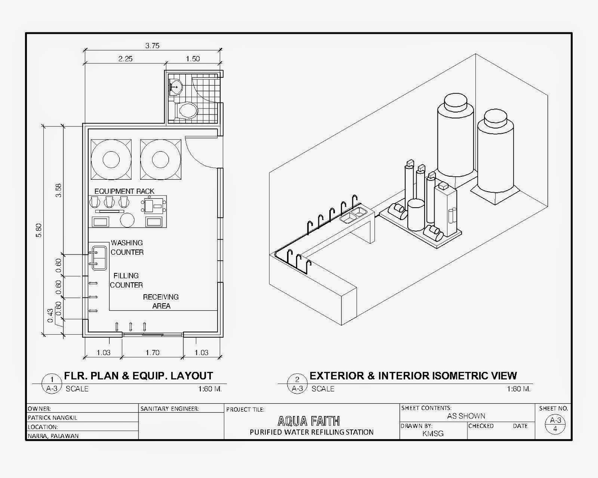PLAN-AR-3: Equipment Layout for Purified Water Refilling Station - Studocu