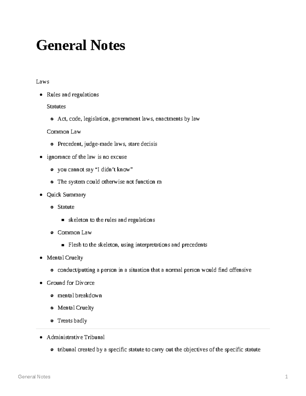 General Law Notes - Professor Samuel Goldstein (LLB 101) - Studocu