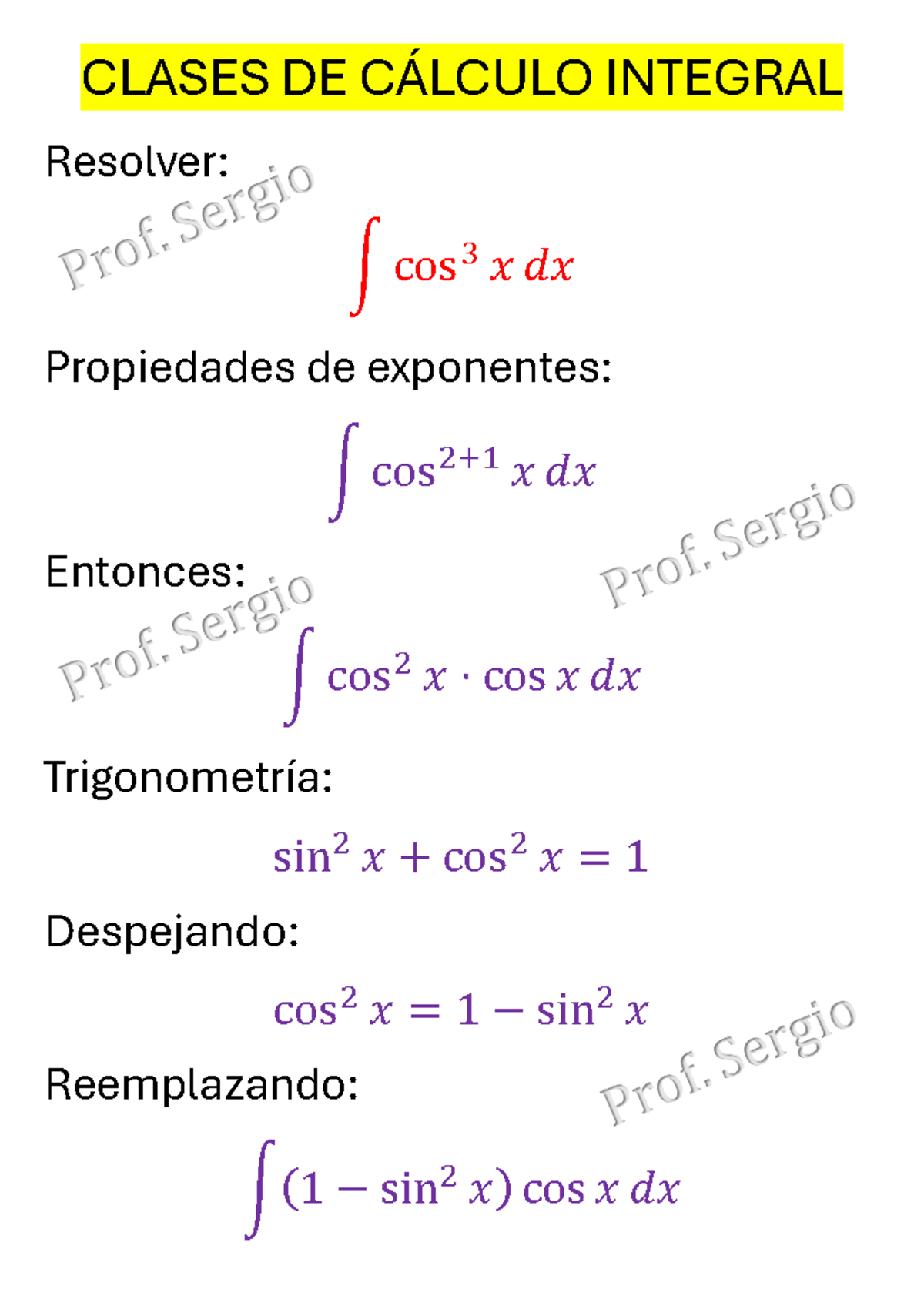 Cálculo Integral: Resolución de ∫ cos³(x) dx y Propiedades - Studocu