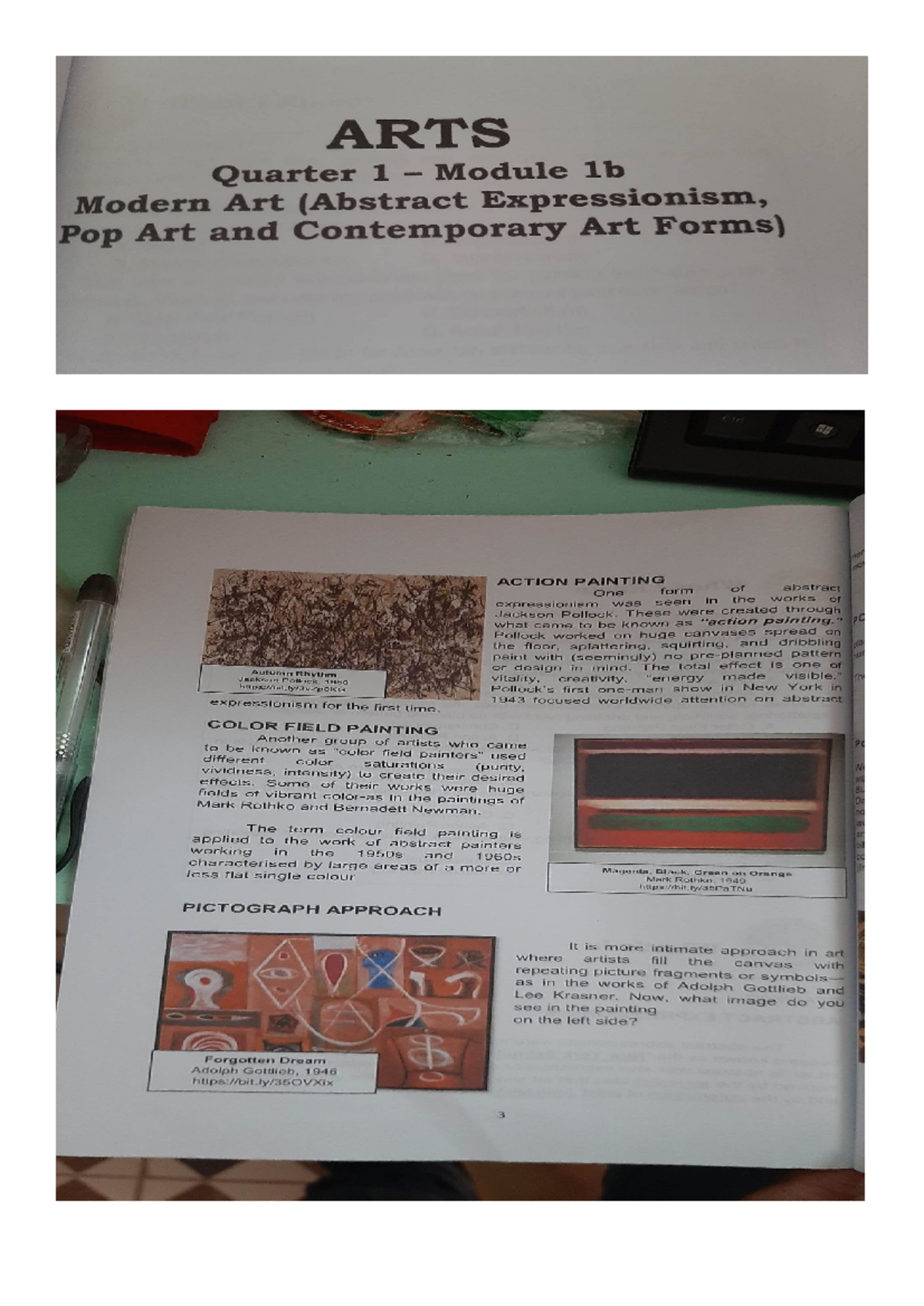 ARTS 1B Quarter 1 Module 1b: Modern Art & Abstract Expressionism - Studocu