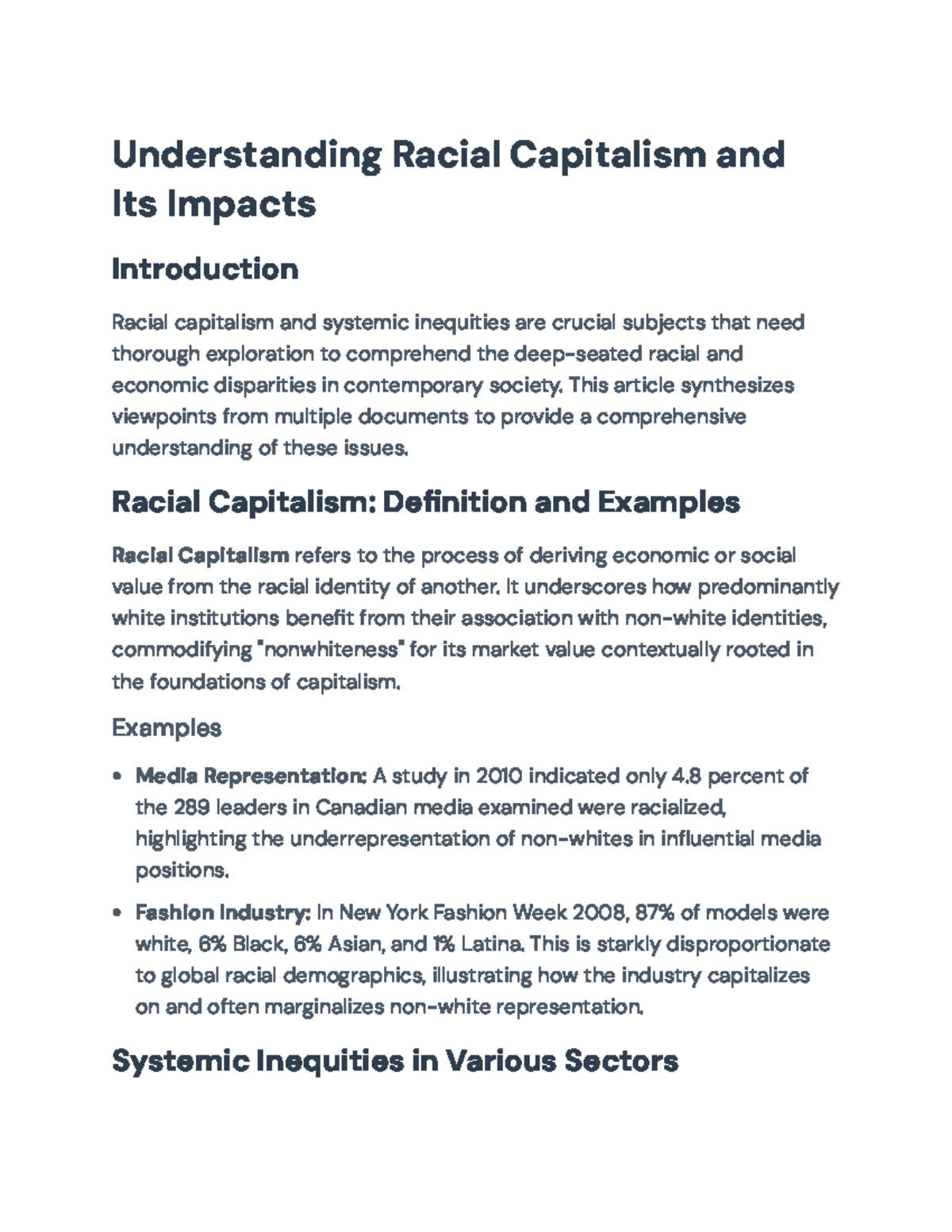 Understanding Racial Capitalism and Systemic Inequities in Society ...