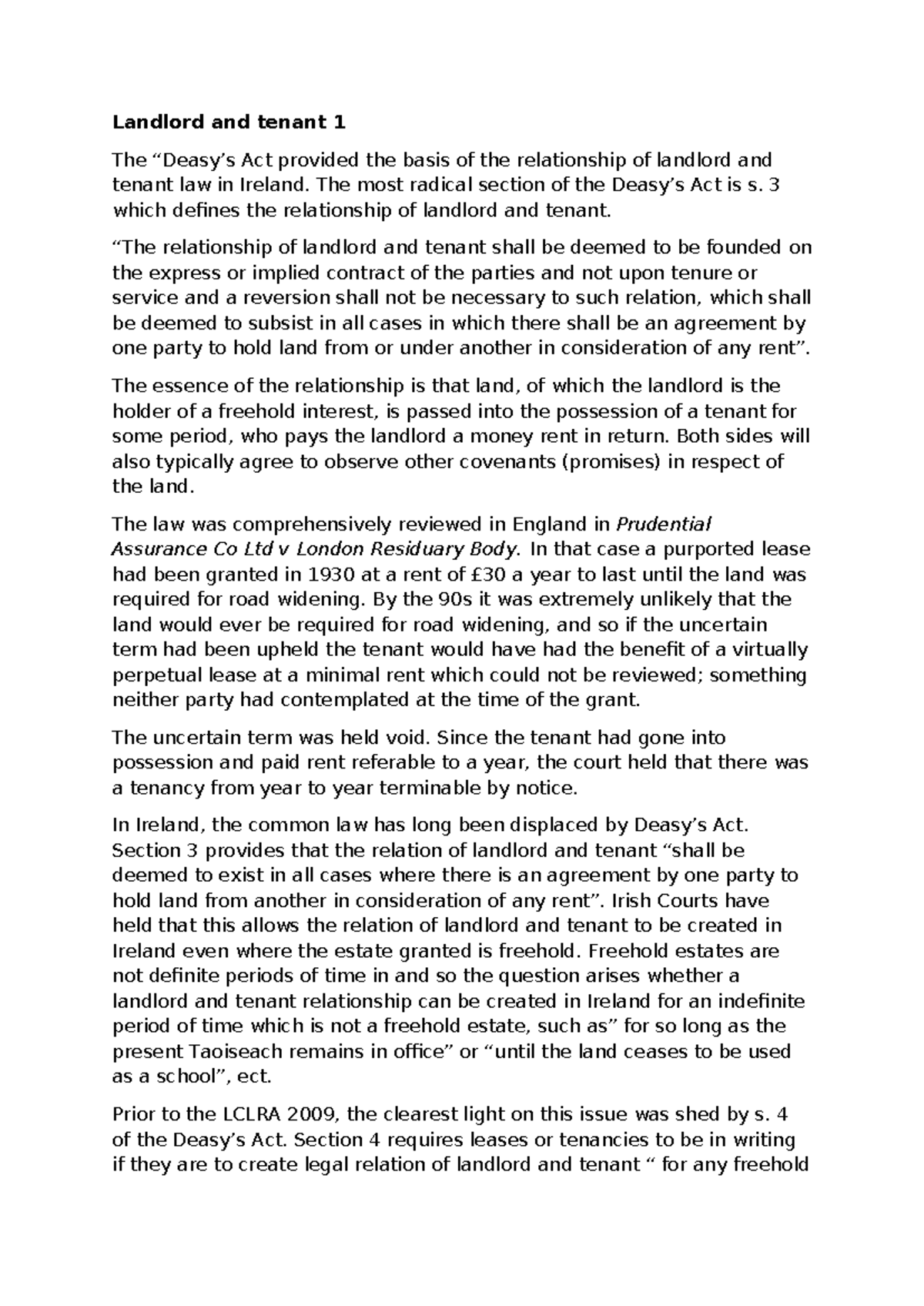 Landlord and Tenant Law Notes (LTL 101) - Studocu
