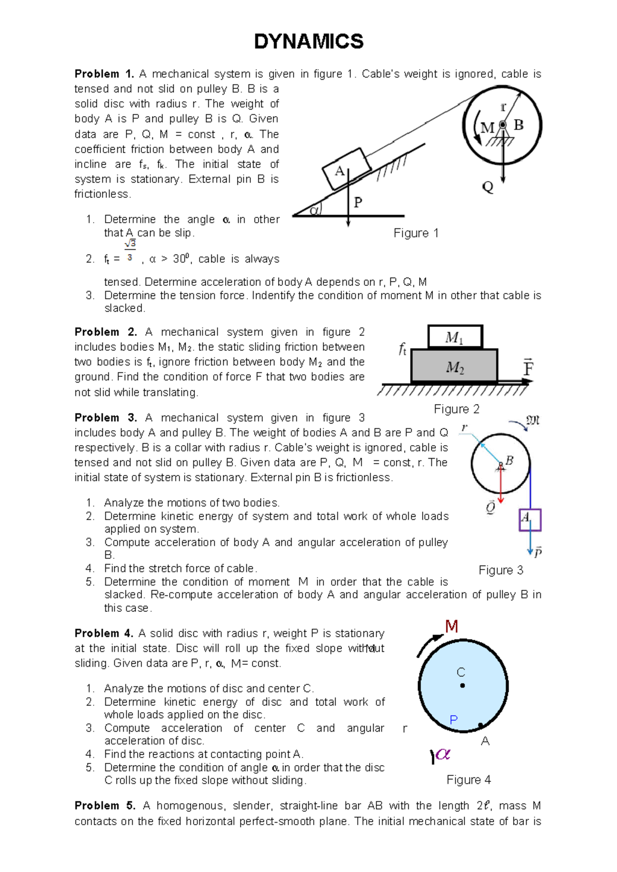 DYNAMICS Exercises: Mechanical Systems Analysis and Solutions - Studocu