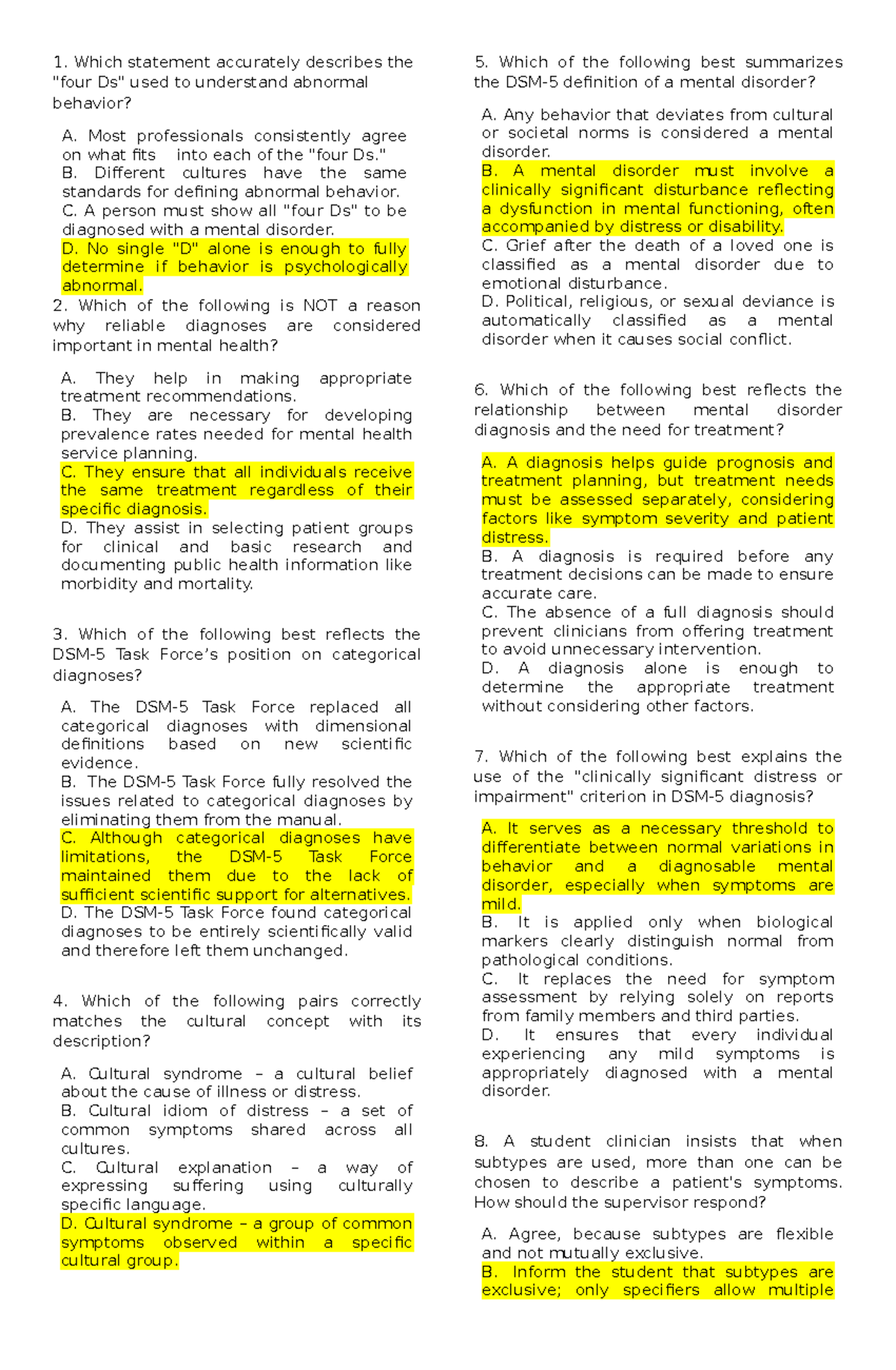 AB Psych Reviewer - Understanding Abnormal Behavior and Diagnoses - Studocu