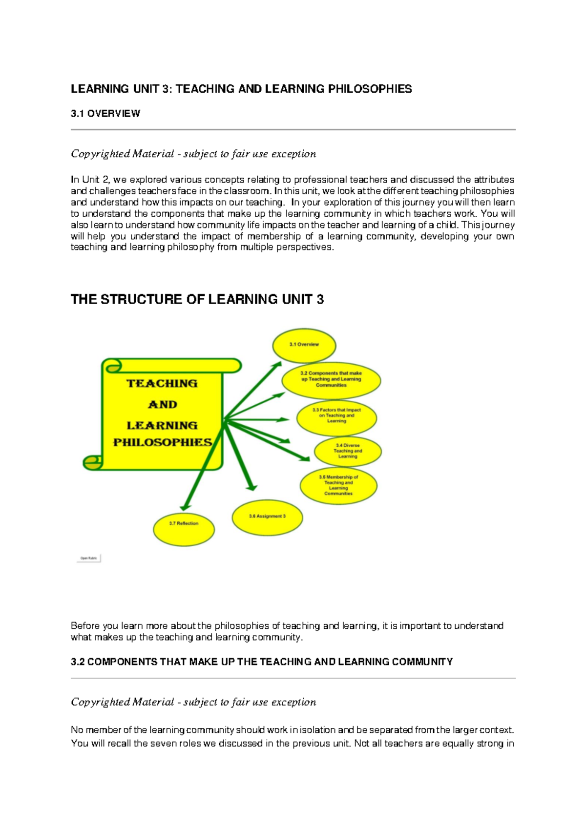 Teaching and Learning Philosophies - UNIT 3 Overview and Insights - Studocu
