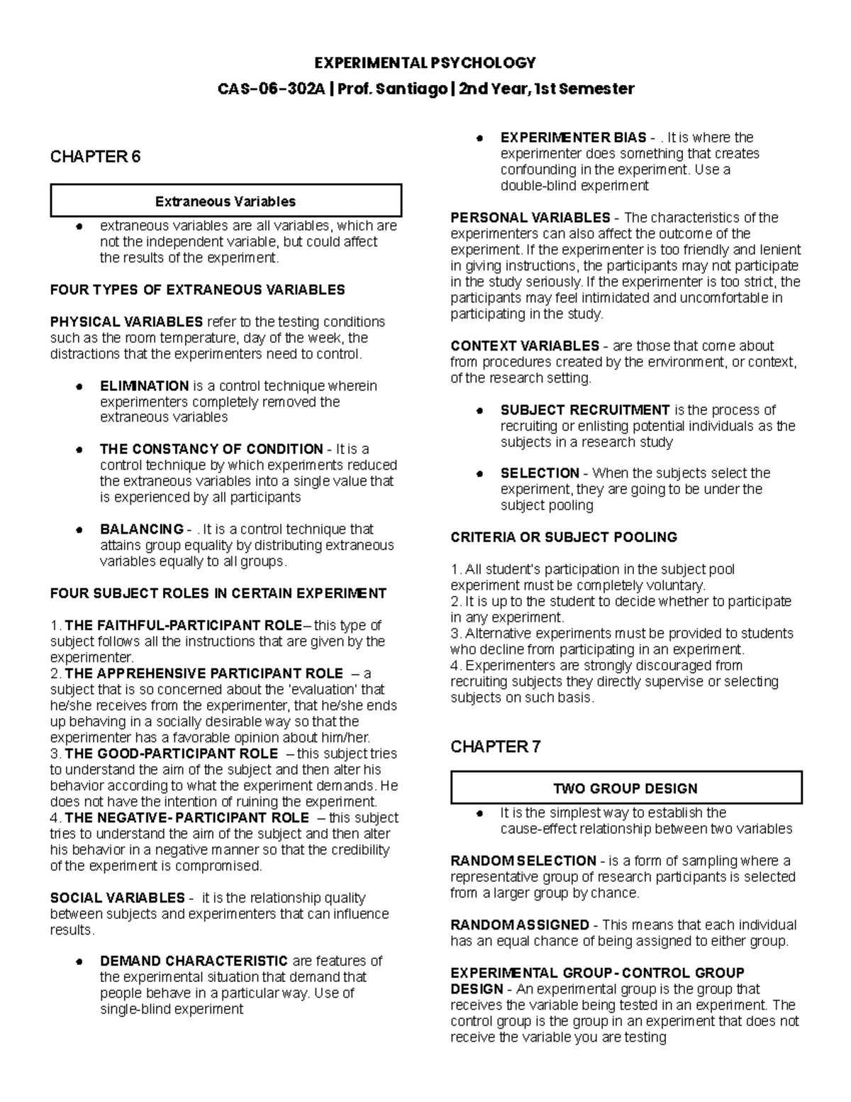 Reviewer EXPE - CAS-06-302A | Prof. Santiago | 2nd Year, 1st Semester ...