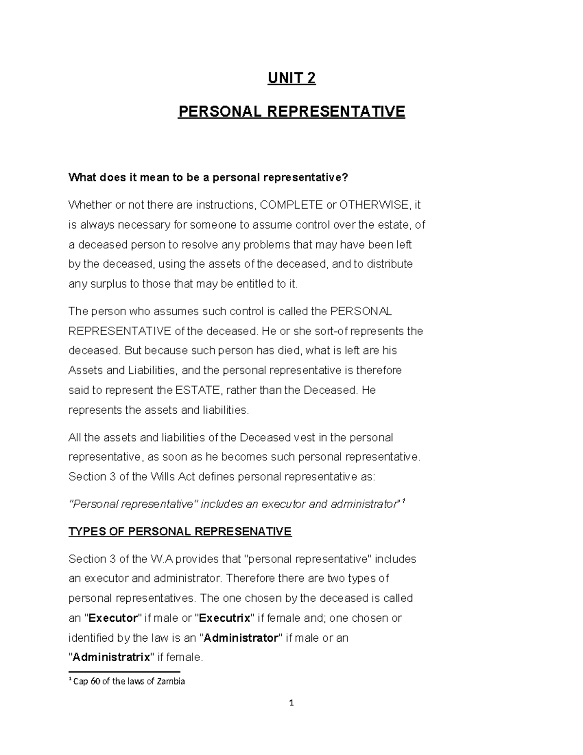 Unit 2: Personal Representative - Roles, Duties, and Types Explained ...