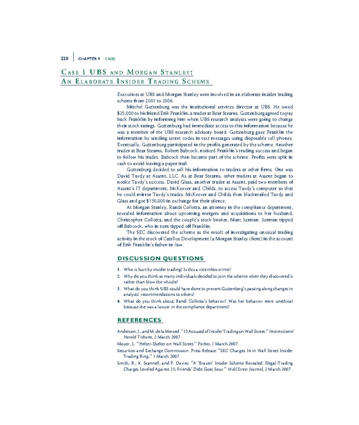 220 CHAPTER 9 CASES: INSIDER TRADING AND MARKET MANIPULATION CASE ...