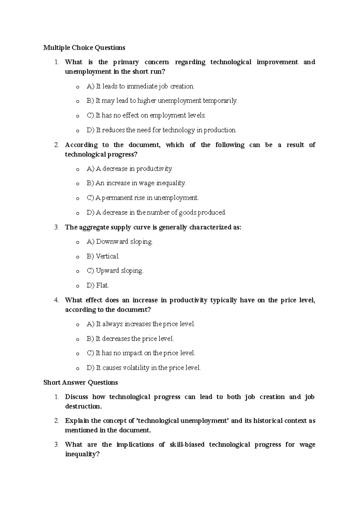 Lecture 2 Revision - Multiple Choice Questions 1. What is the primary ...