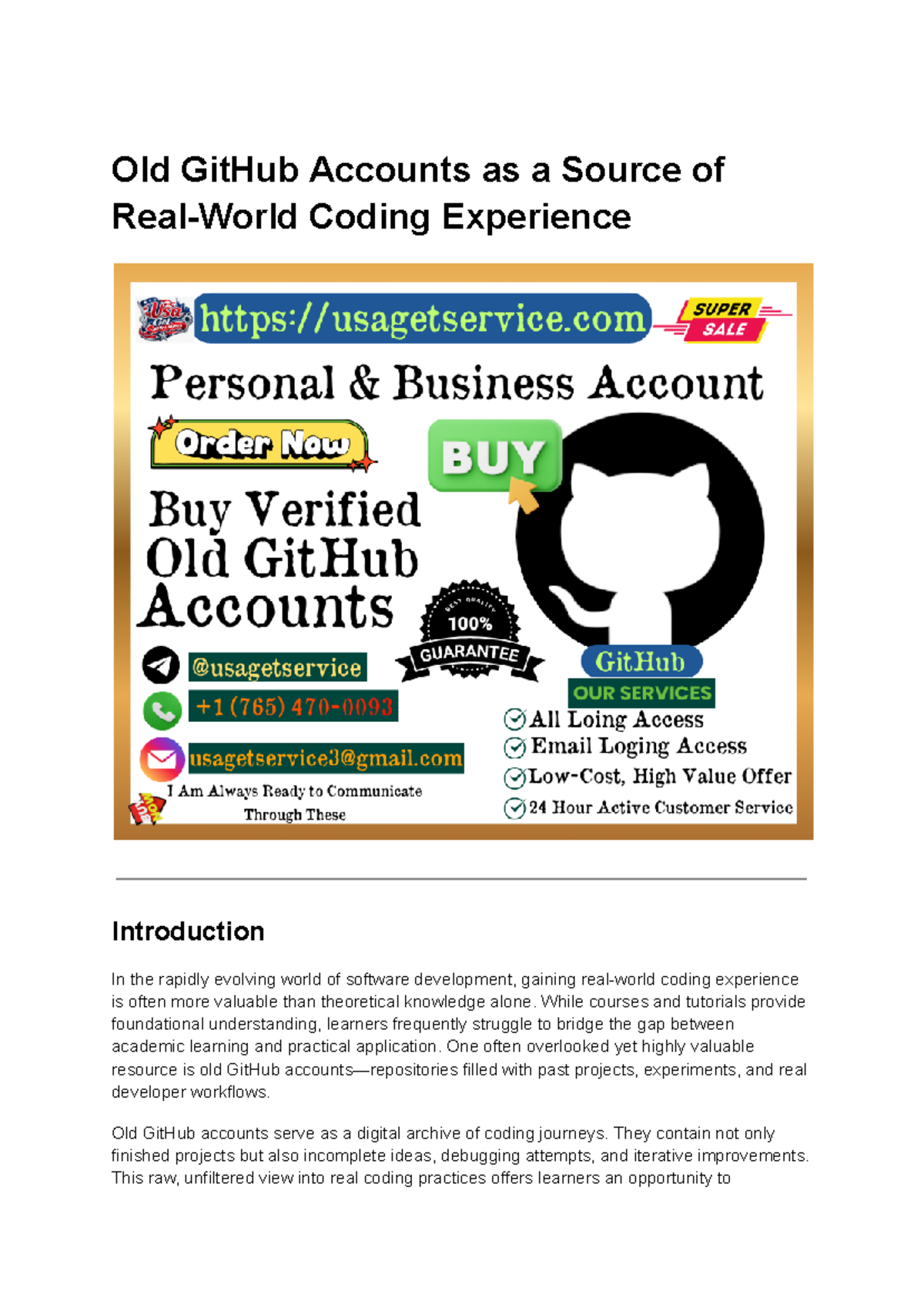 Old GitHub Accounts: A Resource for Real-World Coding Skills - Studocu