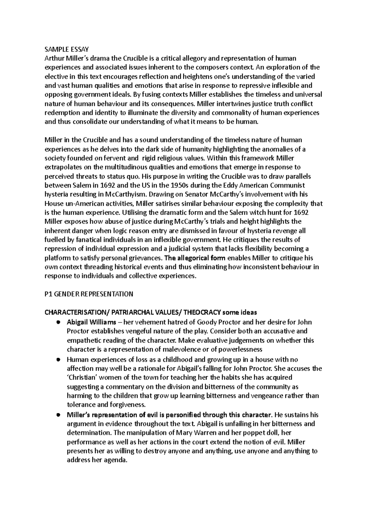 IN-Class Essay on The Crucible: Exploring Human Nature and Justice ...
