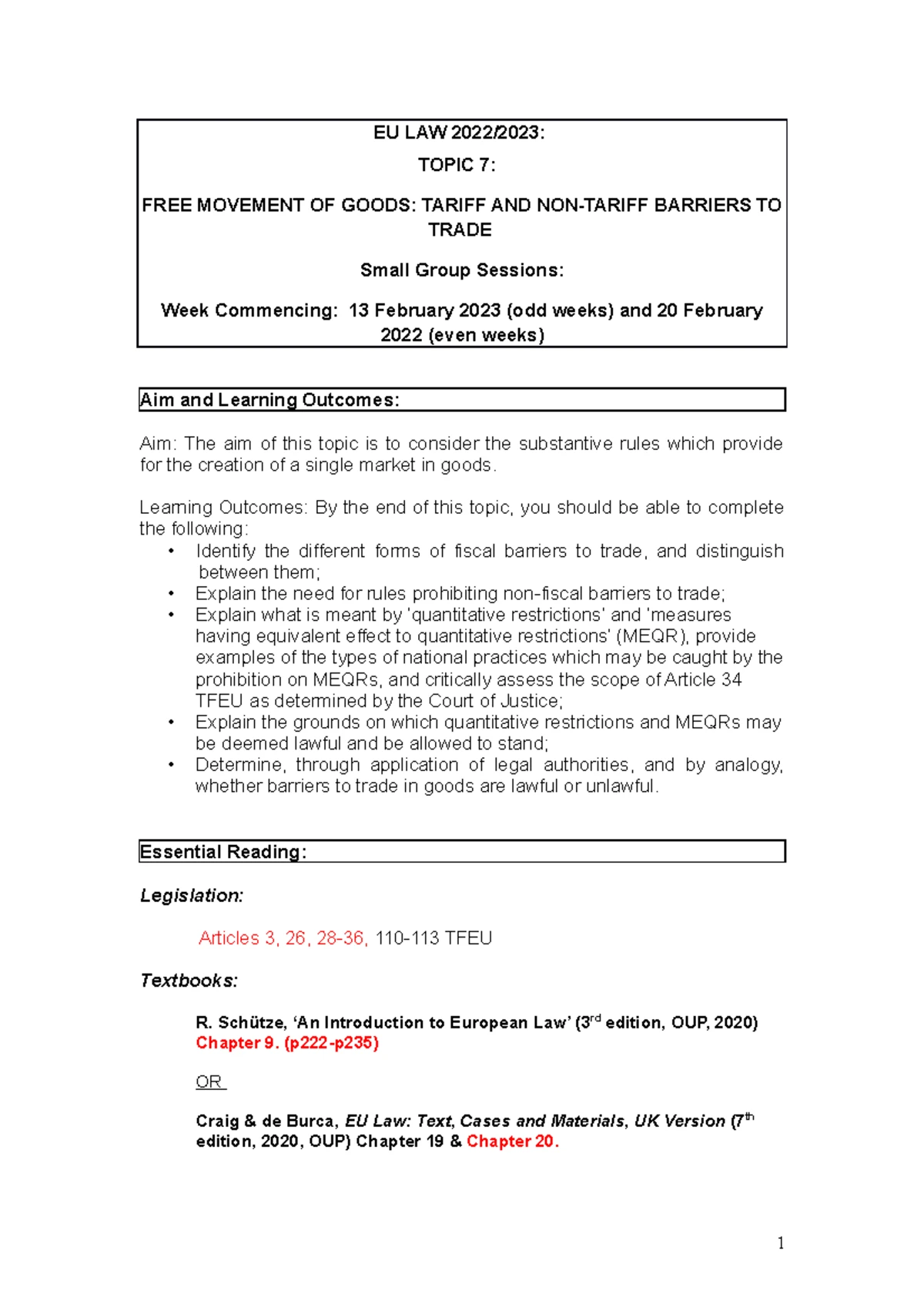 Tutorial 3 - Law of the European Union 2021- TUTORIAL THREE: DIRECT ...