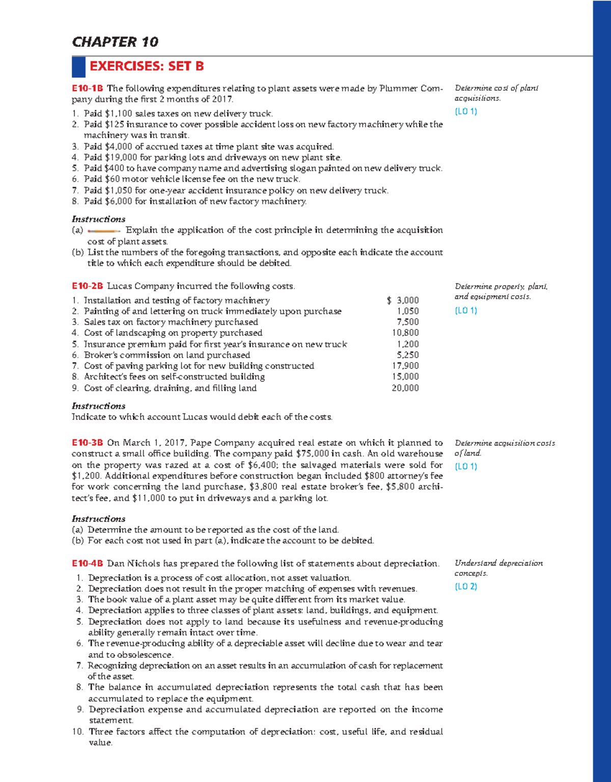 CH10 EXERCISES: SET B - Plant Assets & Depreciation Concepts - Studocu